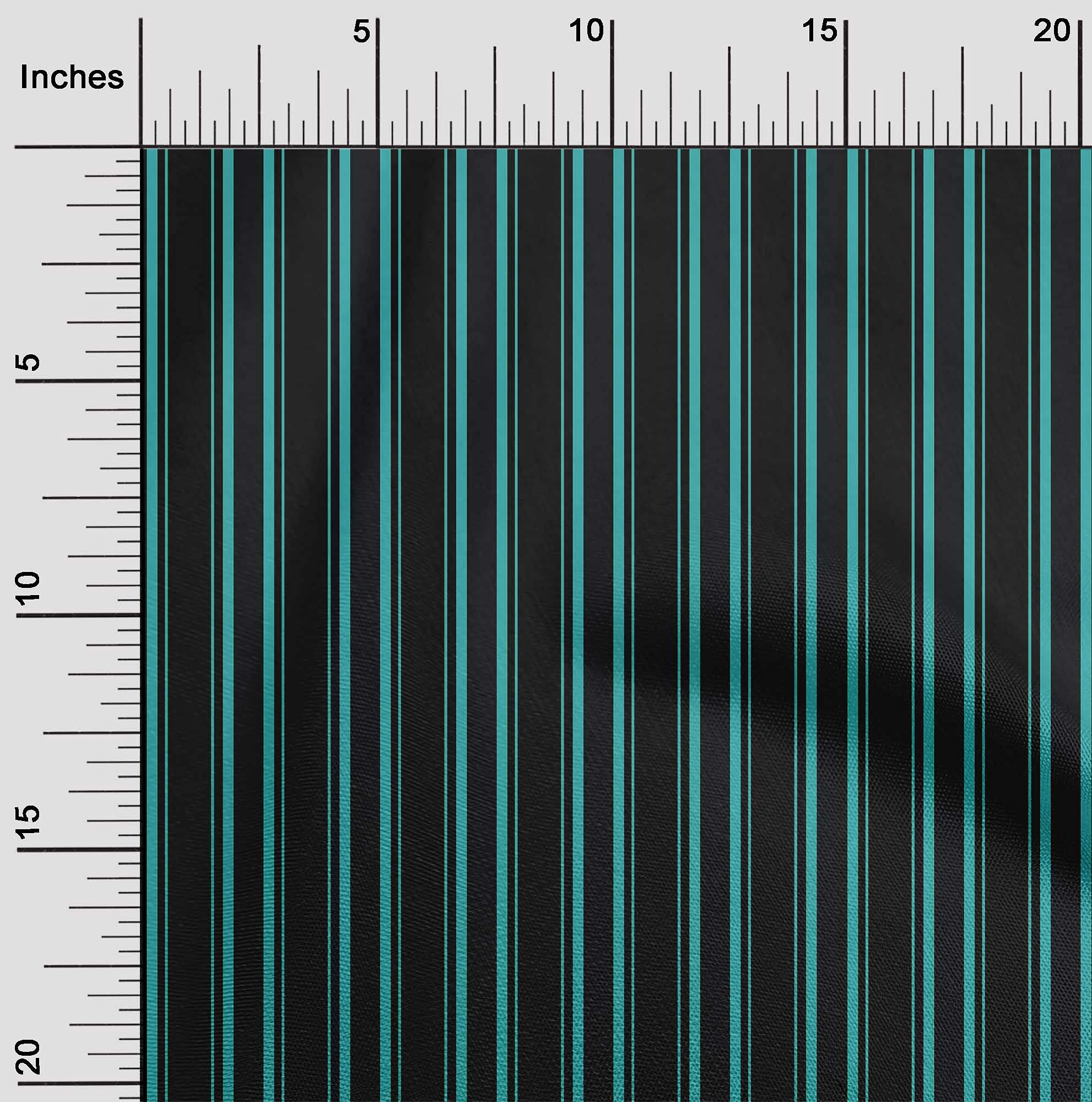 Premium 100% Cotton Poplin Twill Fabric - Black & White Striped Print - 56