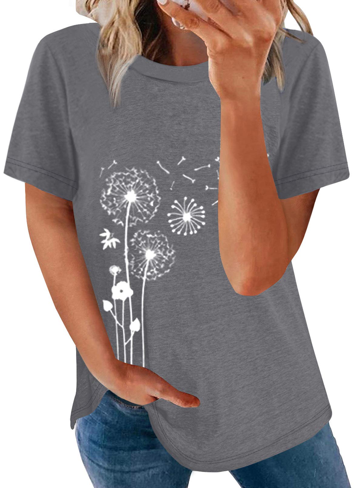 SHEWIN Women's Summer Casual Short Sleeve T-Shirt - Loose Fit Comfortable Cotton Tee for Beach, Vacation & Everyday Wear