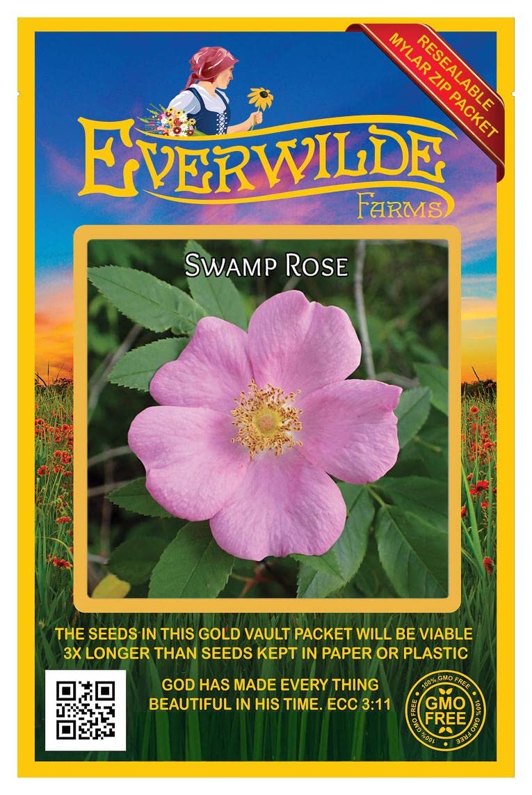 Everwilde Farms - 100 Swamp Rose Native Wildflower Seeds - Gold Vault Jumbo Seed Packet for Garden, Landscaping & Pollinator-Friendly Planting