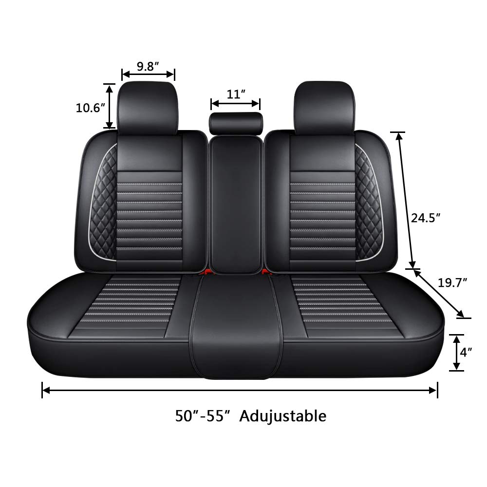 Premium Waterproof Faux Leather Car Seat Covers Full Set - Universal Fit for Sedan, SUV, Truck (5-Piece) | Breathable Leatherette Front & Rear Seat Protectors with Pillows | Black & White | Perfect for Daily Commute, Road Trips & Family Protection