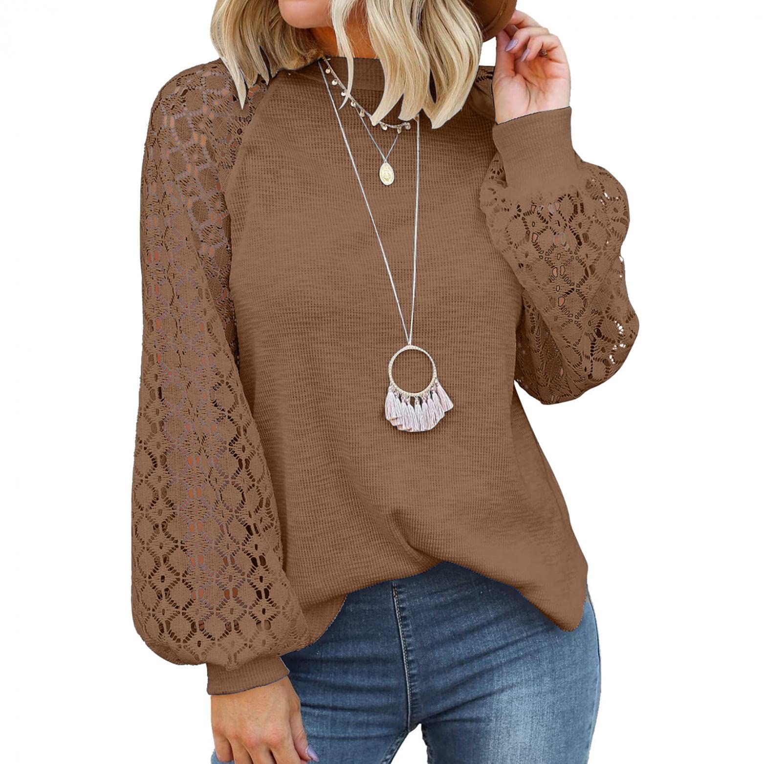 FABIURT Women's Casual Long Sleeve V-Neck Button Down Blouse - Loose Fit Comfortable Solid Color Tops for Everyday Wear, Office & Date Night Outfits