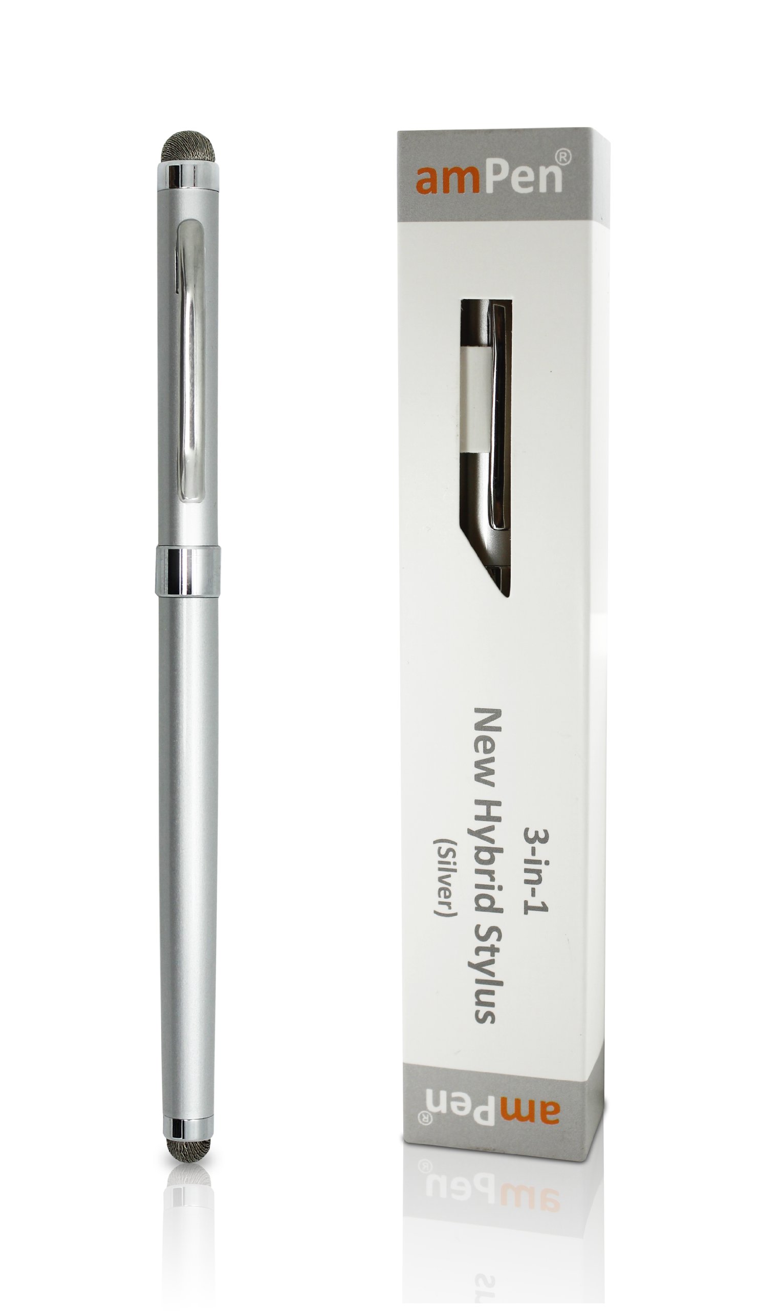 Premium 3-in-1 Stylus Pen for iPad Pro/Air/Mini, iPhone X/8/8 Plus, Galaxy S8/S8 Plus/Note 8 & All Touchscreen Devices - Silver | Perfect for Drawing, Note-Taking & Digital Signatures