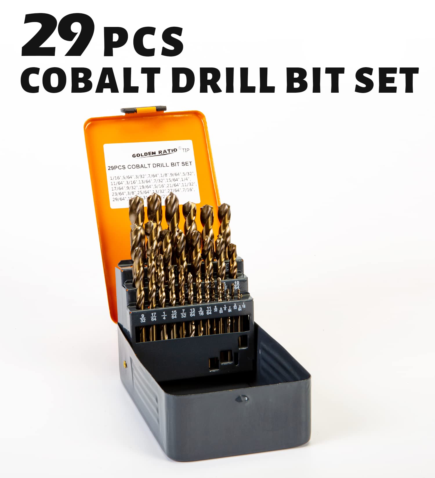 Premium 29-Piece HSS Cobalt Drill Bit Set with Triangle Shank & Golden Ratio Tip - Industrial Strength Metal Drilling Bits for Steel, Iron, Wood & Plastic - Perfect for Professional Contractors, DIY Projects & Home Repairs