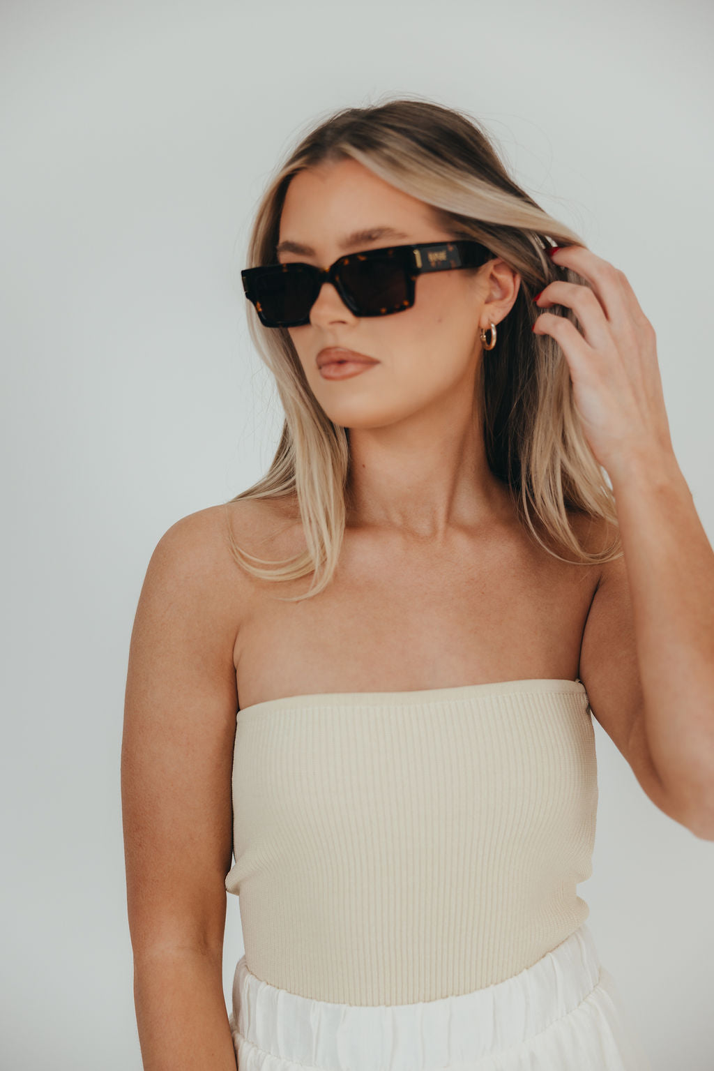 Carmen Ribbed Knit Tube Top Women's Fashion Stretch Crop Top in Cream | Casual Wear, Layering, Summer Outfits, Beach & Music Festivals