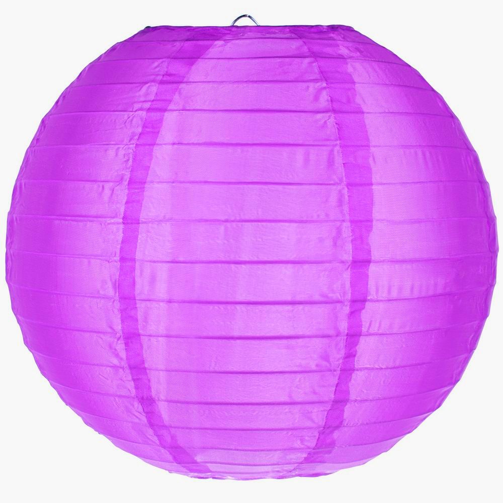 10 Pack Violet Round Shimmering Nylon Lanterns with Even Ribbing - Elegant Hanging Decorations for Outdoor Parties, Weddings & Home Decoration (String Lights Sold Separately)