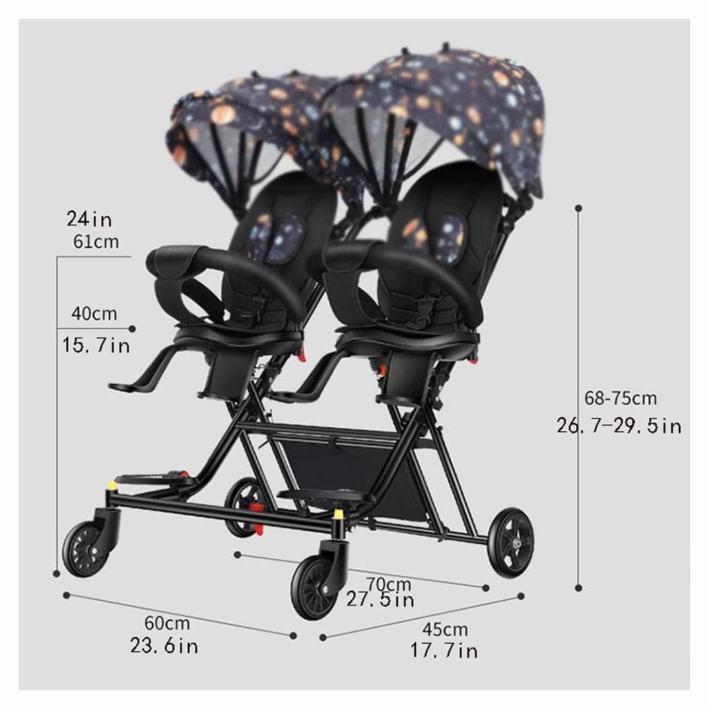 Lightweight Double Stroller for Twins - Compact Foldable Travel Stroller with 5-Point Safety Harness | Perfect for Travel, Shopping & Outdoor Walks