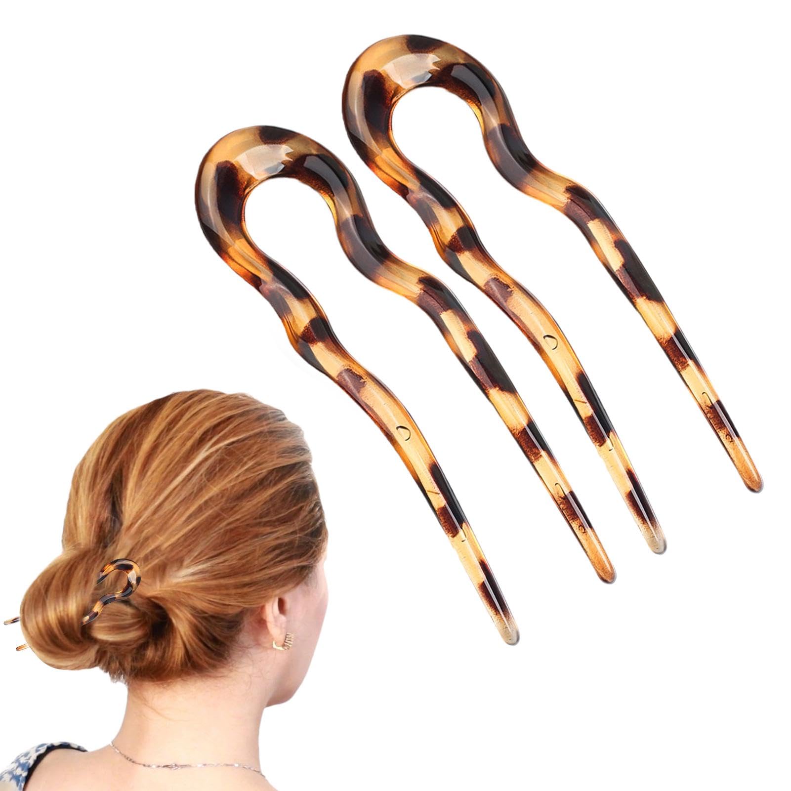 French Hair Pins - 2Pcs U-Shape Hair Clips for Women | Hair Bun & Updo Styling