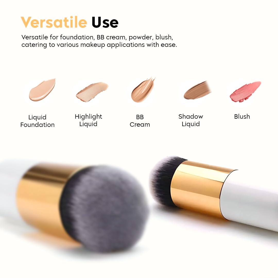 Gleva Professional Makeup Brush - Flat Top Mineral Powder Brush for Liquid Foundation, Concealer, Cream & Bronzer | Portable Travel Face Blush & Buffing Brush | Perfect for Everyday Makeup, Contouring & On-The-Go Touch-Ups