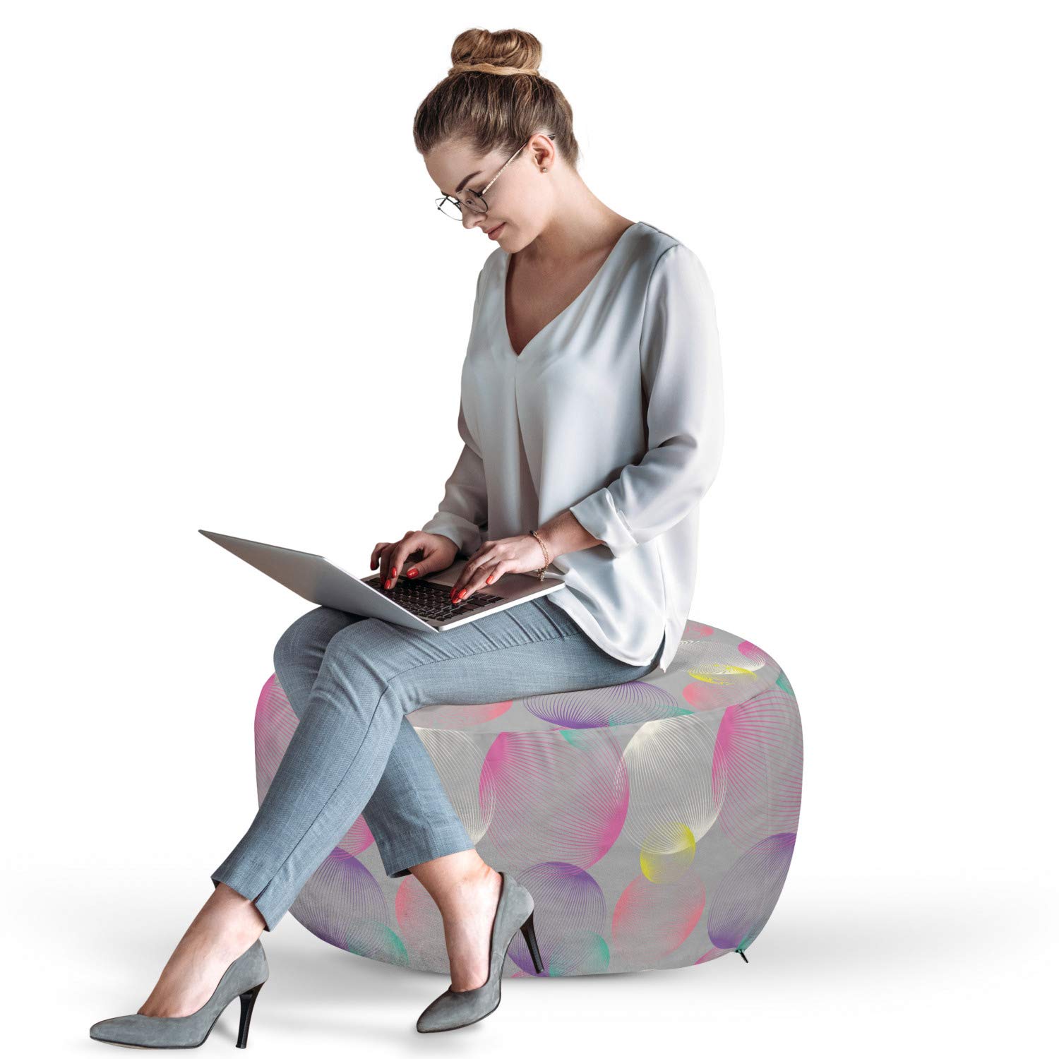 Ambesonne Modern Abstract Pouf Cover with Zipper - 30