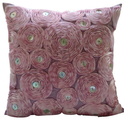 Red Art Silk Throw Pillow Cover - Elegant Bed of Roses Design for Sofa, Couch & Home Decor | Perfect for Living Room, Bedroom & Wedding Decorations