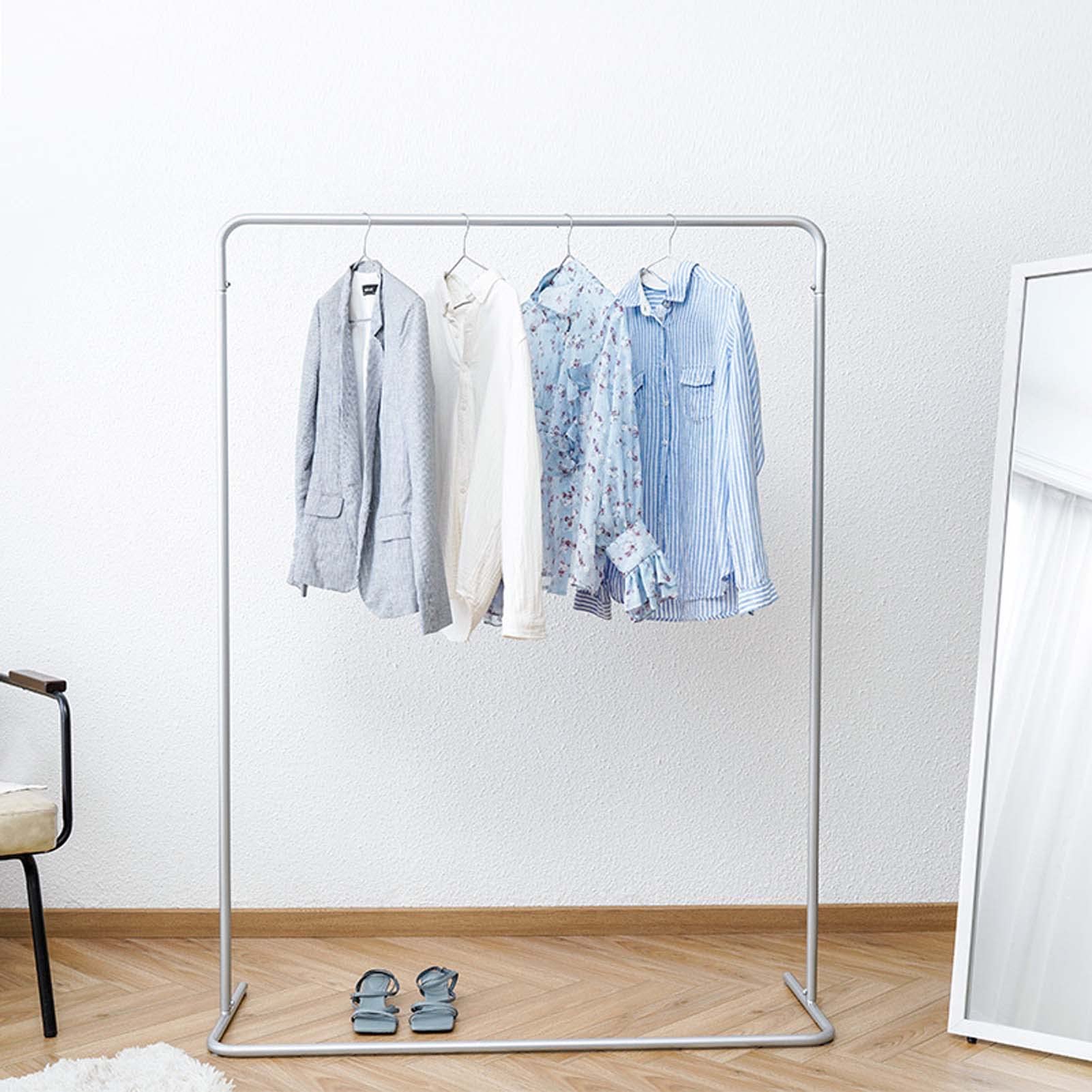 Foldable Stainless Steel Garment Rack - Space Saving Clothes Drying Rack for Small Spaces (150x40x160cm) - Indoor Outdoor Use for Laundry Room, Bedroom, Balcony & Patio