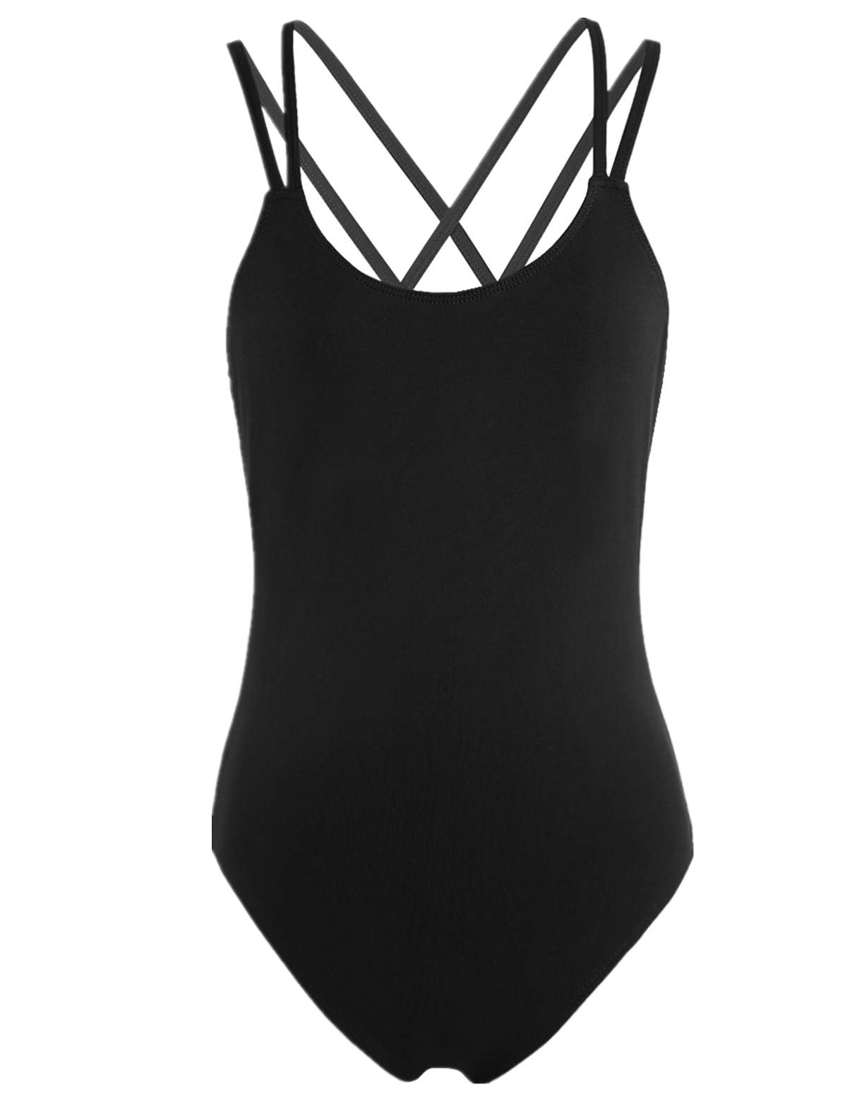 Women's Criss Cross Back Built-in Shelf Bra Camisole - Ballet Dance Leotard for Yoga, Workout & Performance Wear