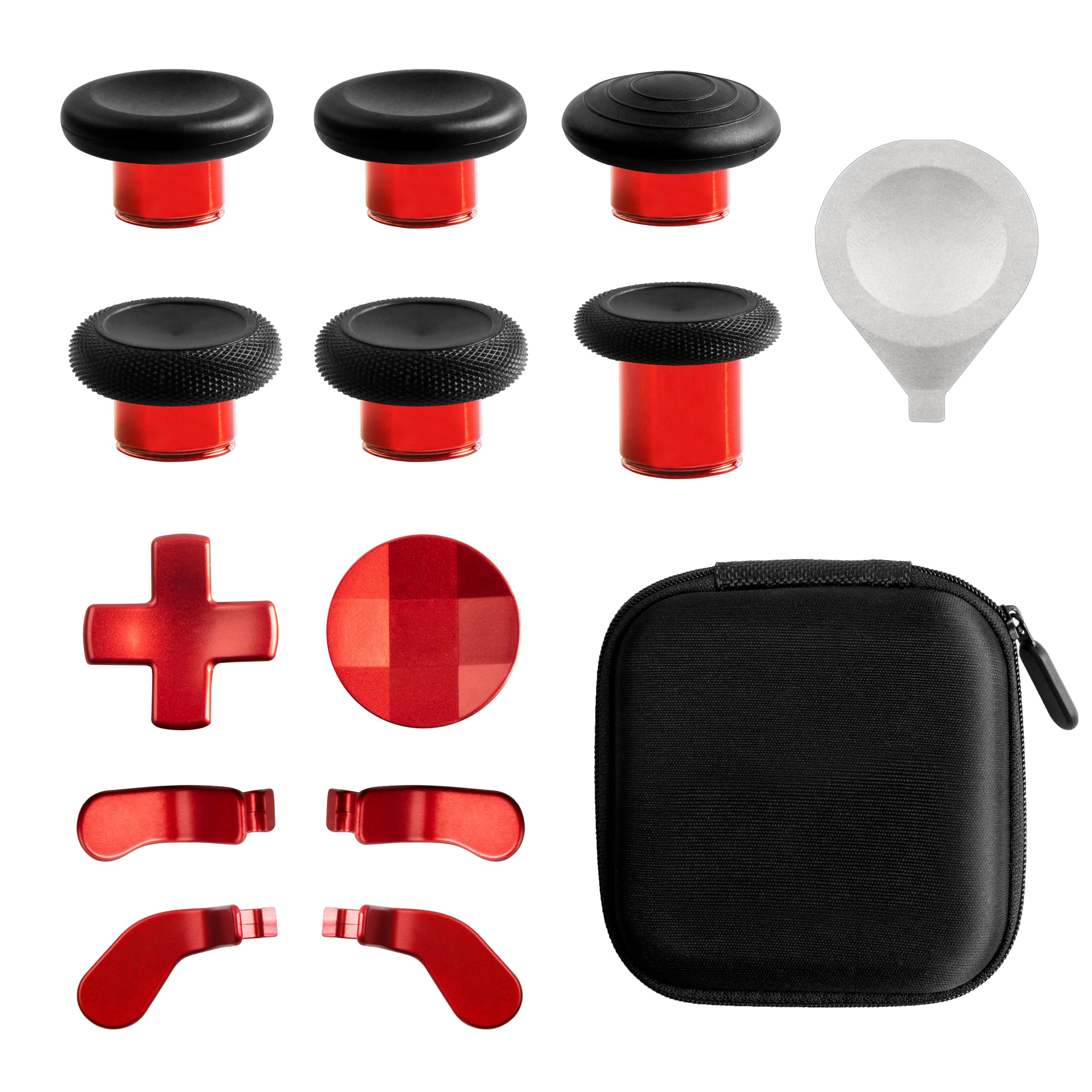Premium 14-in-1 Metal Thumbsticks Kit for Xbox Elite Wireless Controller Series 2 - Includes 6 Interchangeable Thumbsticks, 4 Paddles, 2 D-Pads, Storage Bag & Tool (Red) - Enhanced Grip & Precision for FPS, Racing & Competitive Gaming