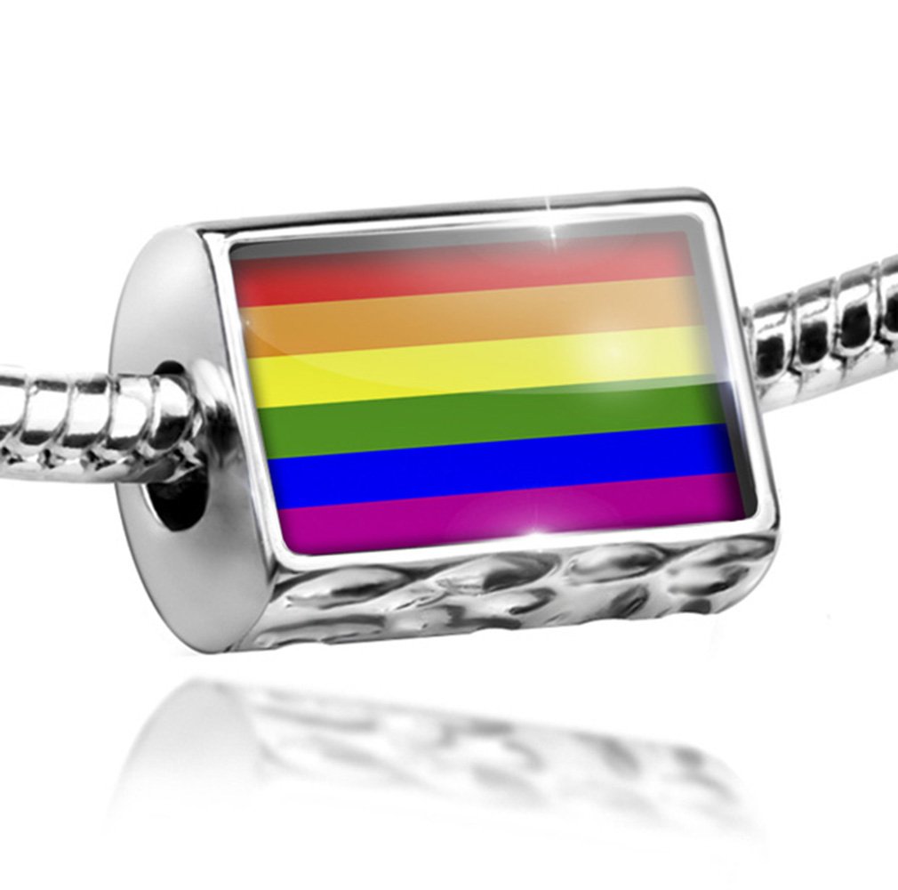 Rainbow Pride Flag Charm Bead - Compatible with European Bracelets for DIY Jewelry Making - Perfect for LGBTQ+ Events, Parades & Gifts