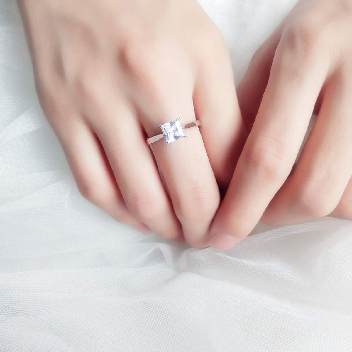 1.5 CT Princess Cut Cubic Zirconia Engagement Ring for Women - Sterling Silver Promise & Wedding Band (Size 5-10) - Perfect Christmas, Birthday Gift for Her, Girlfriend, Anniversary - Ideal for Proposals, Weddings & Special Occasions