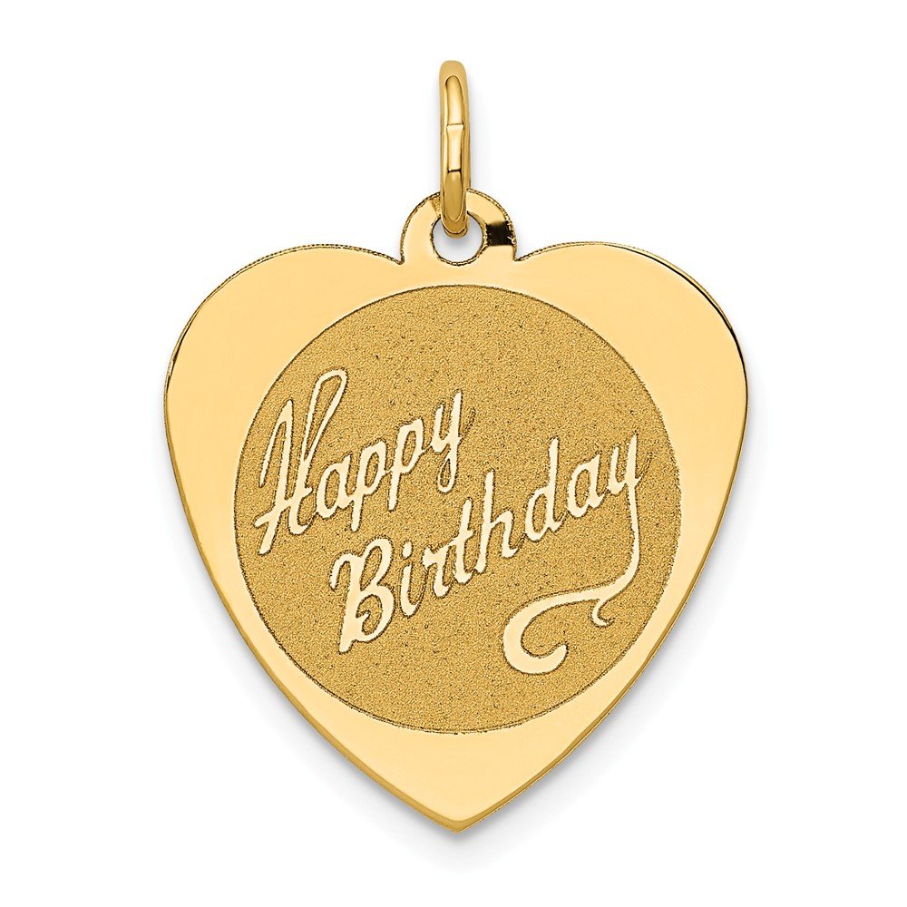 FJC Finejewelers 14K Yellow Gold Happy Birthday Heart Disc Charm Pendant - Perfect Gift for Birthdays, Anniversaries & Special Occasions