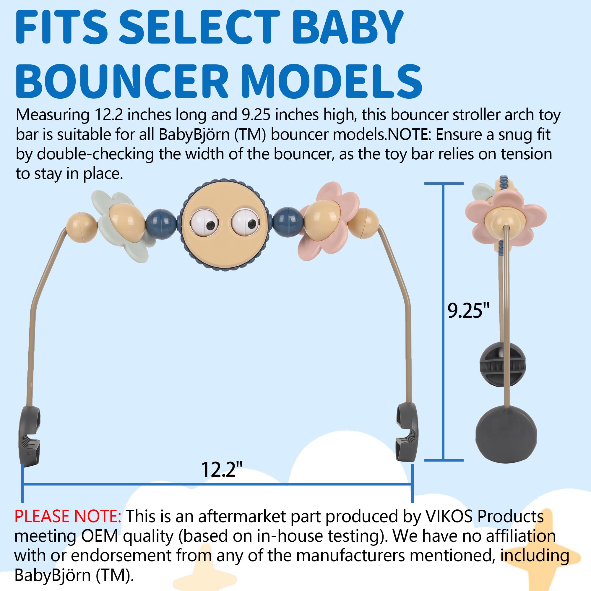 Baby Bouncer Toy Bar with Googly Eyes - Safe Plastic Stroller & Car Seat Arch Toy - Easy Install No Music Accessory for Infant Playtime & Sensory Development