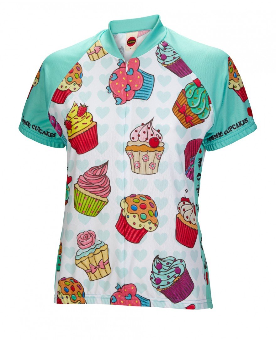 Women's Cycling Jersey with Cupcake Print - Breathable & Comfortable Bike Shirt for Road & Mountain Biking - Perfect for Cycling Enthusiasts & Cupcake Lovers