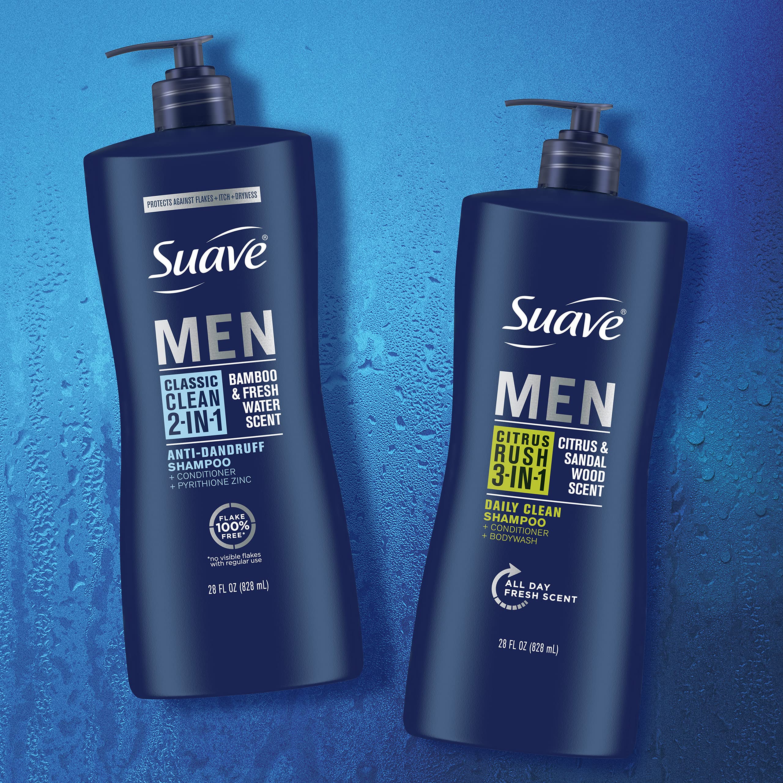 Suave Men 2-in-1 Anti-Dandruff Shampoo & Conditioner - Classic Clean 28 oz Bottle for Healthy Scalp & Shiny Hair | Daily Hair Care for Men