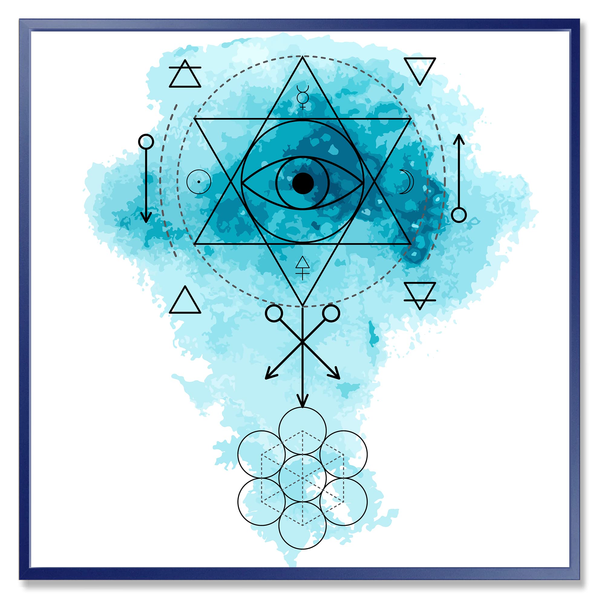 DesignQ Alchemy Sacred Geometry Wall Art Print - Bohemian & Eclectic Framed Canvas Decor for Living Room, Bedroom & Office | Spiritual Home Decor Gift