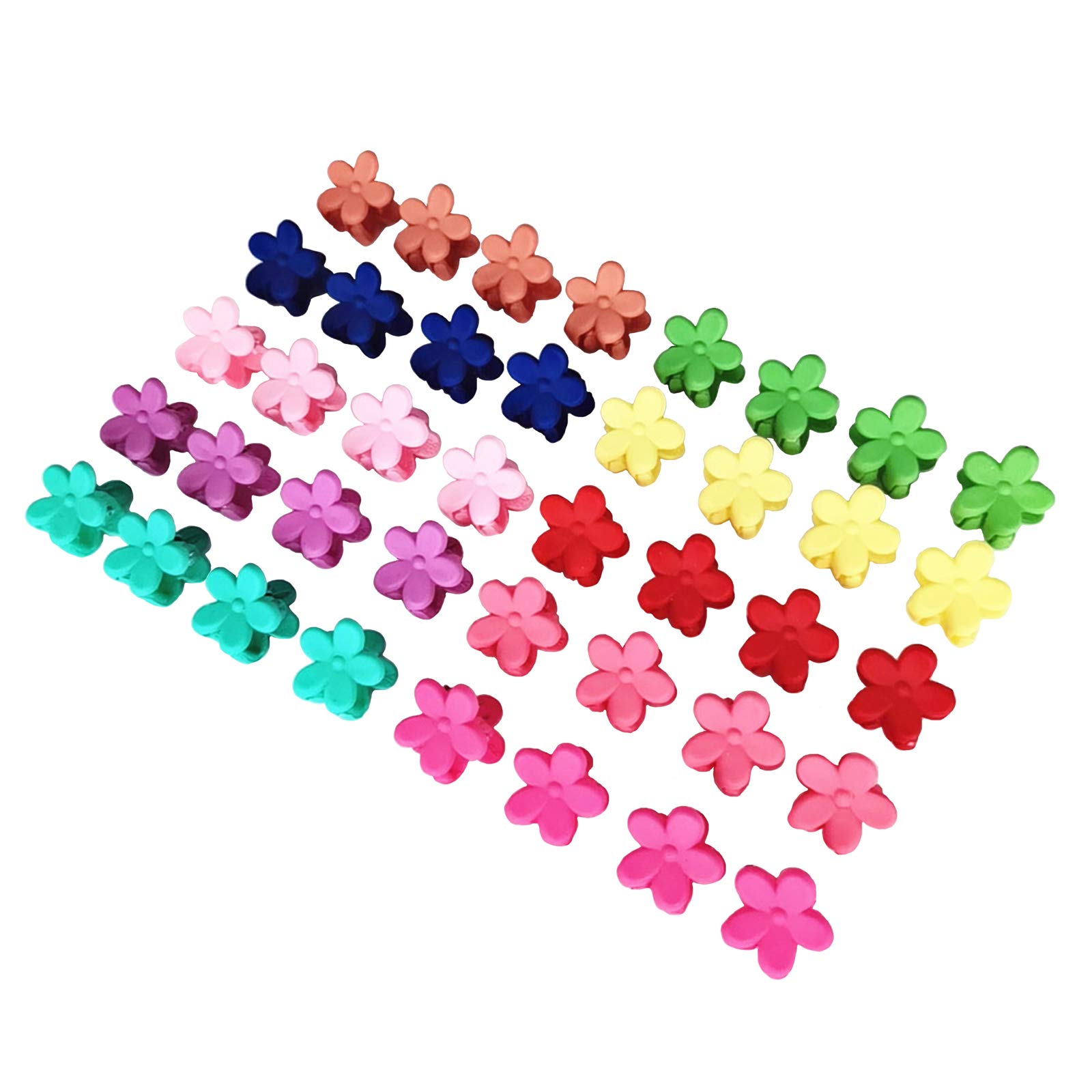 YankMooM 40Pcs Mini Hair Clips Set - Colorful Flower Plastic Hair Claw Clips for Baby, Kids, Girls & Women - Small Bangs Hairpins & Barrettes for School, Party & Daily Styling