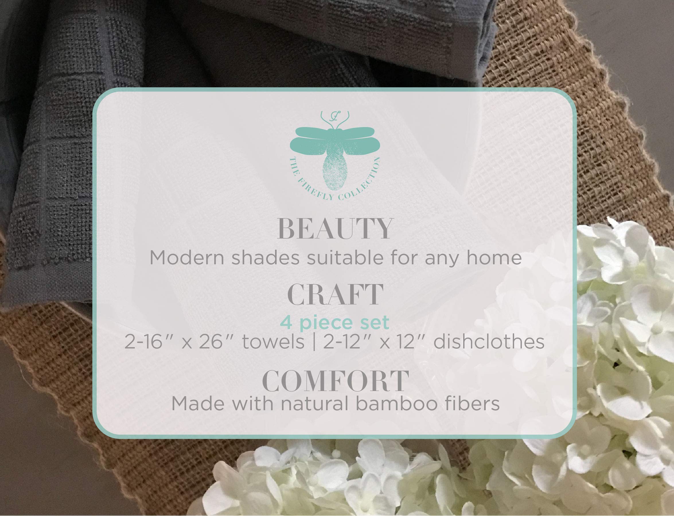 4-Pack Ultra Absorbent Kitchen Towels - Lightweight & Soft for Wiping, Cleaning, Drying - Sustainable Fibers, Granite Grey - Perfect for Cooking, Dishes & Home Cleaning