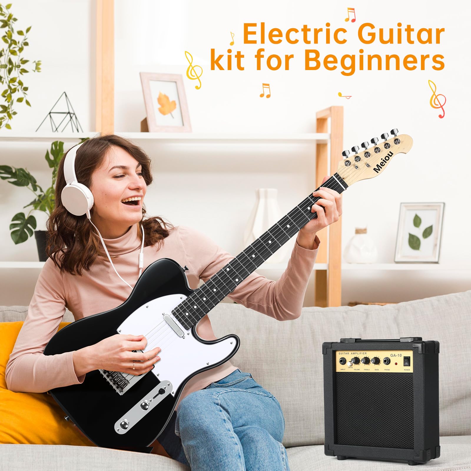 39 Inch Full Electric Guitar Kit with Amp, Strings, Strap, Digital Tuner, Picks, Gig Bag, Cable & Tremolo Bar - Perfect for Beginners, Christmas & Thanksgiving Gifts (Black) - Ideal for Home Practice, Live Performances & Music Learning