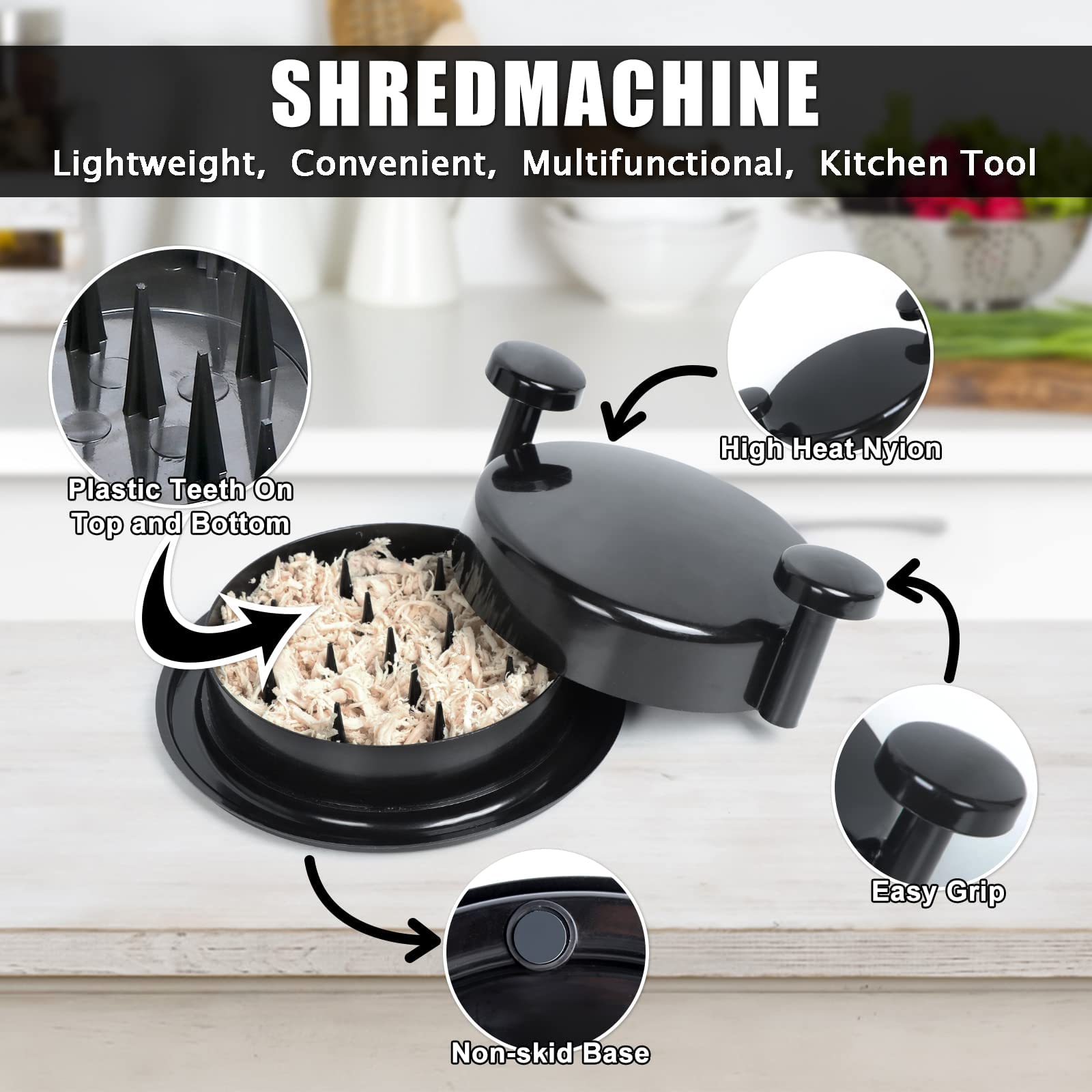 Premium Chicken Shredder Tool - Ergonomic Meat Shredder for Pork, Beef & Chicken with Non-Slip Handle | Dishwasher Safe & Easy to Clean | Perfect for Pulled Pork, Tacos, Sandwiches & Meal Prep