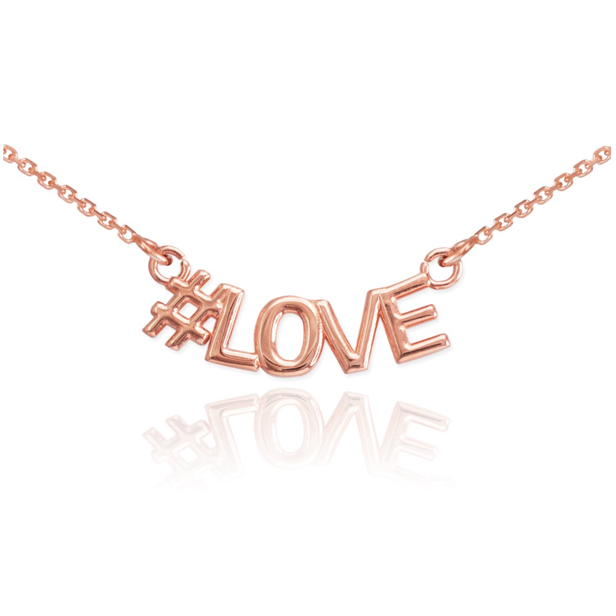 14K Rose Gold High Polish Hashtag Love Pendant Necklace for Women - Elegant Dainty Jewelry Gift for Her, Perfect for Valentine's Day, Anniversary & Everyday Wear