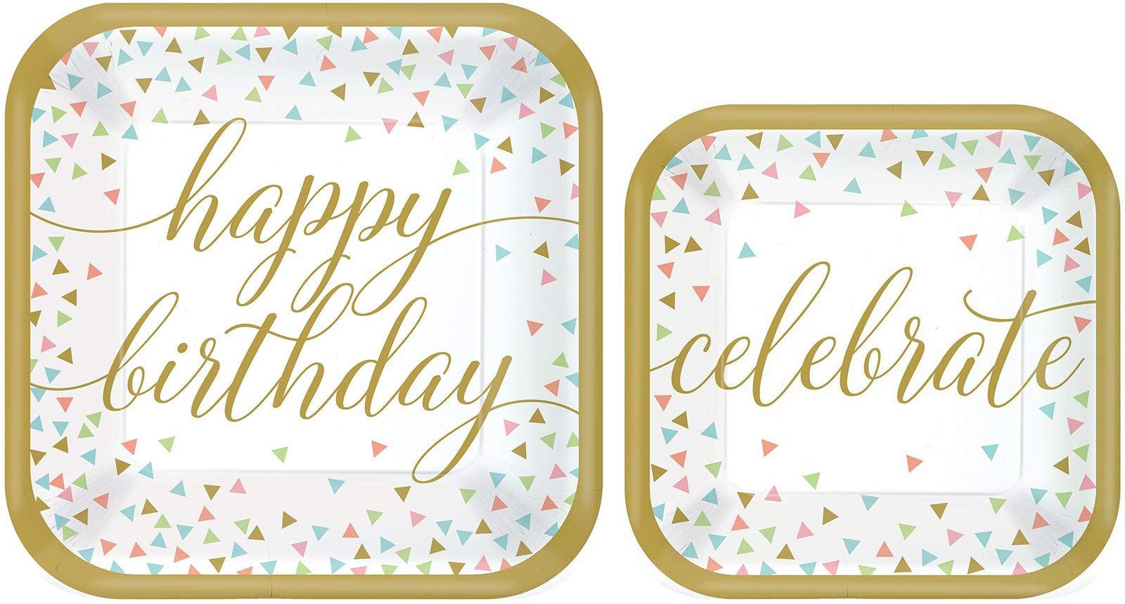 Happy Birthday Confetti Party Supplies Set - 16-Pack Disposable Paper Plates, Napkins & Cups for Birthday Celebrations | Perfect for Kids Parties, Baby Showers & Family Gatherings