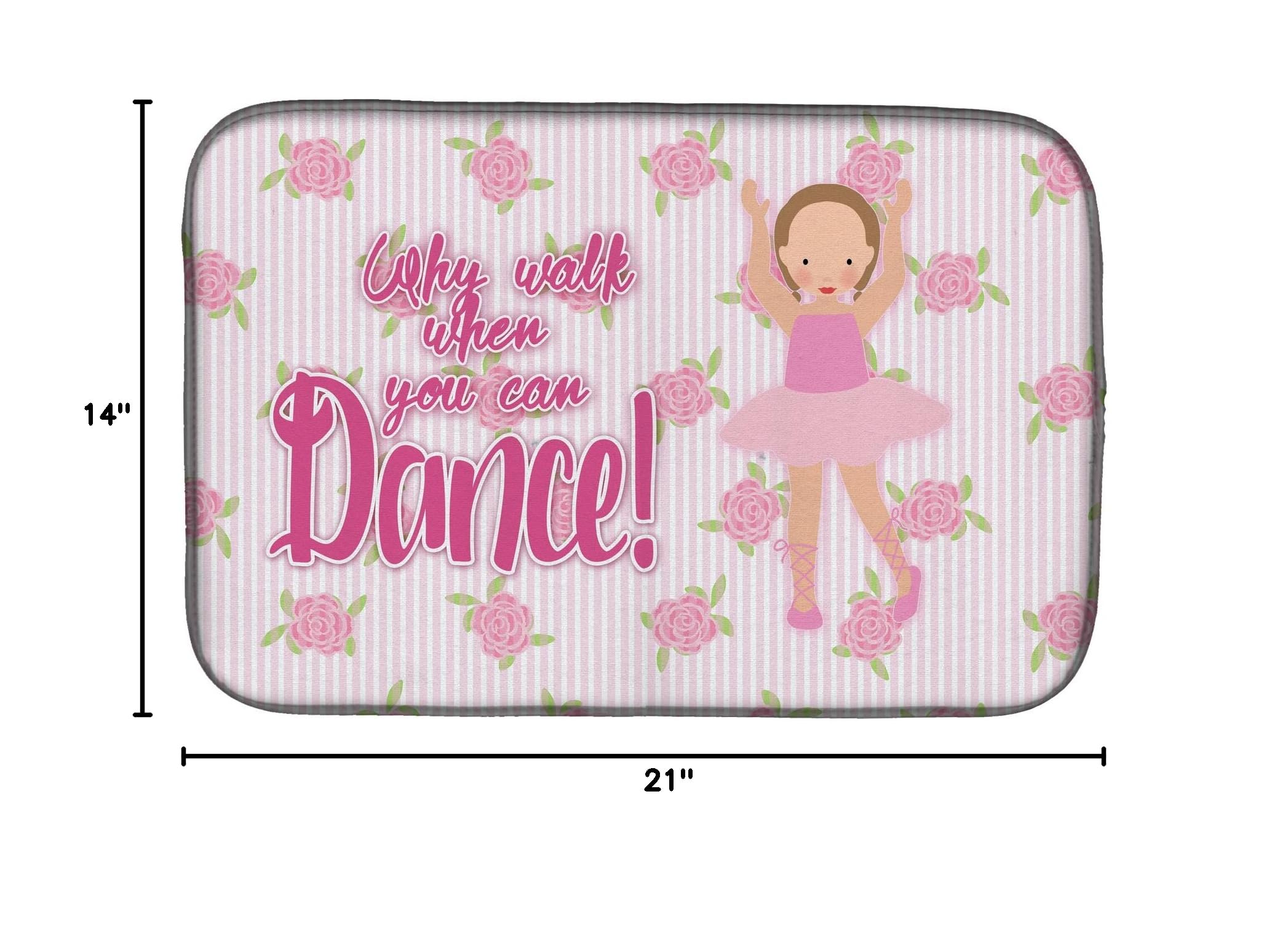 Ballet Brown Hair Dish Drying Mat - Absorbent Kitchen Counter Pad for Dishes, 14x21
