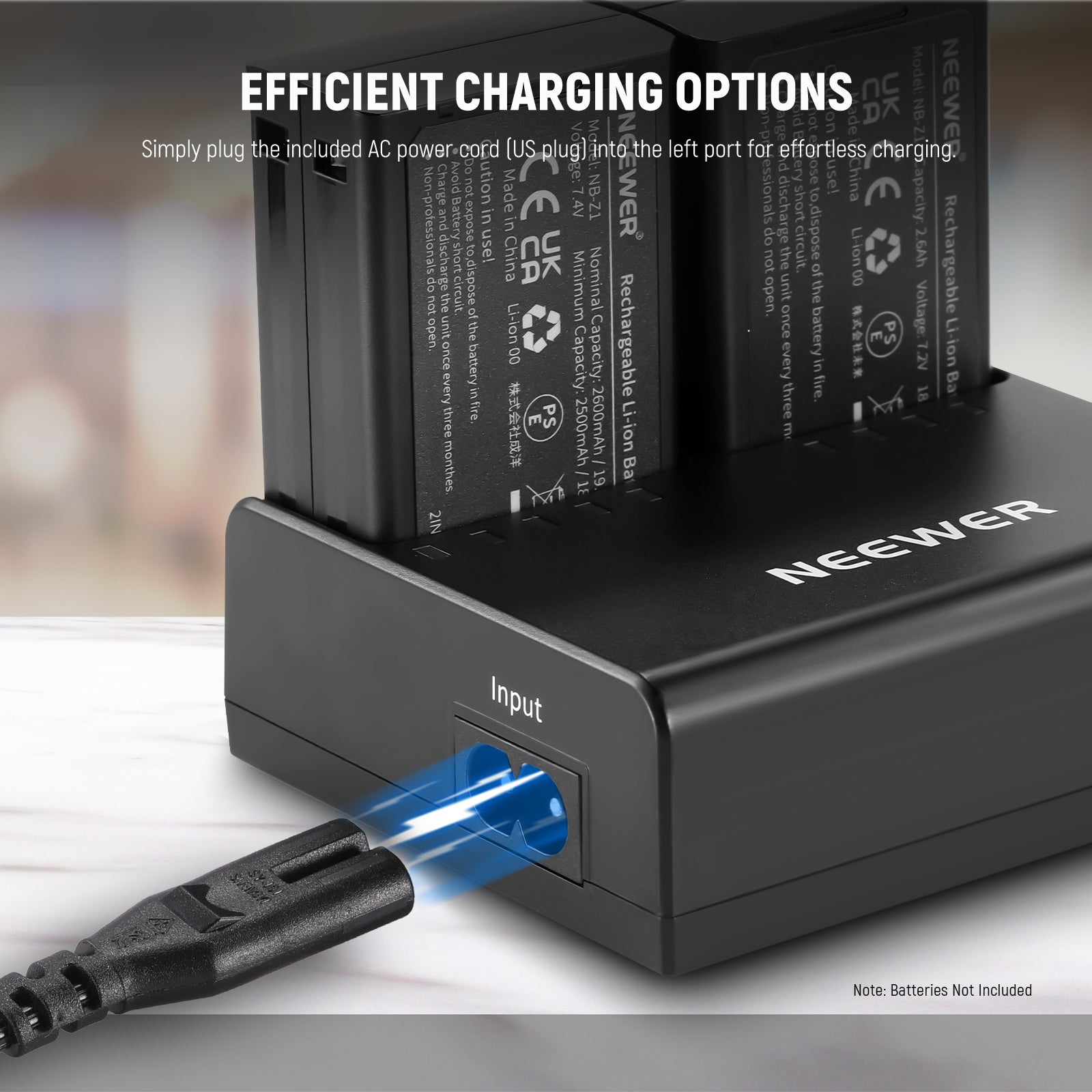NEEWER NC2 Z1 Dual Slot Battery Charger Kit for Z2 Z1 Z760 Z880 Cameras - Fast Charging & LCD Display - Perfect for Travel, Photography & Professional Use