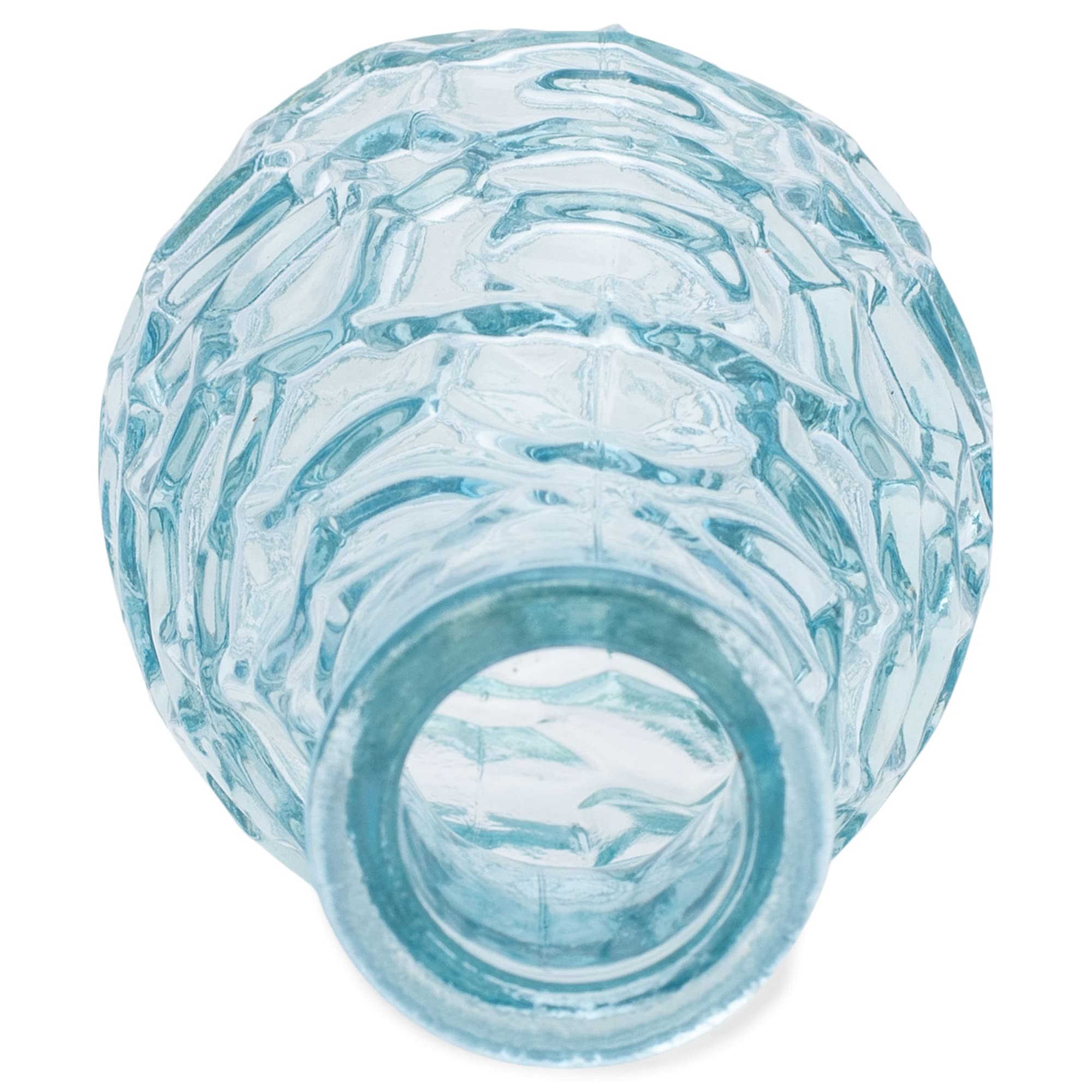Turquoise Blue Textured Glass Tabletop Vase - 5.5
