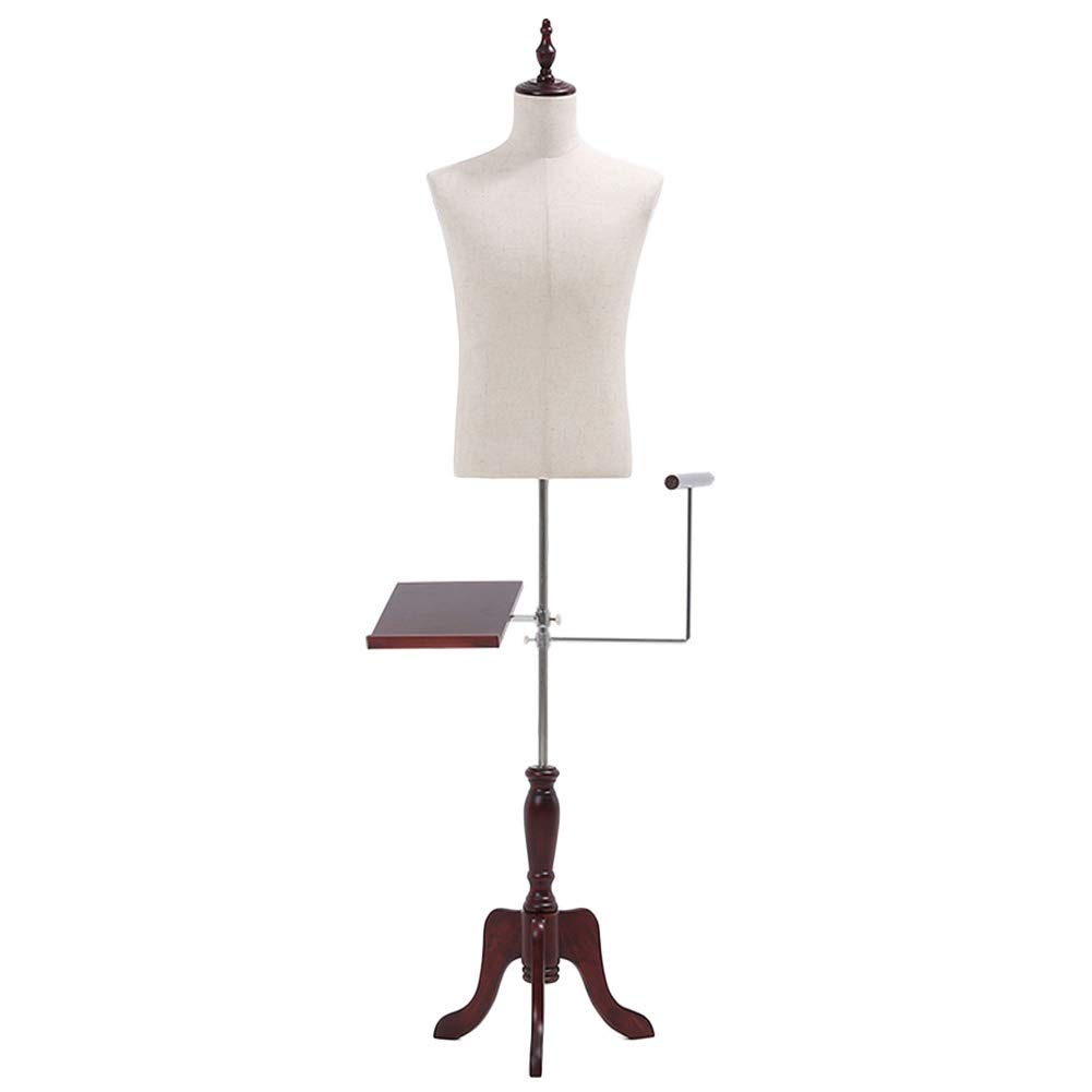 HWF Beige Male Mannequin Torso Dress Form with Wooden Tripod Stand - Adjustable Display for Men's Clothing, Shoes, Pants & T-Shirts | Perfect for Retail Stores, Boutiques & Fashion Photography Studios