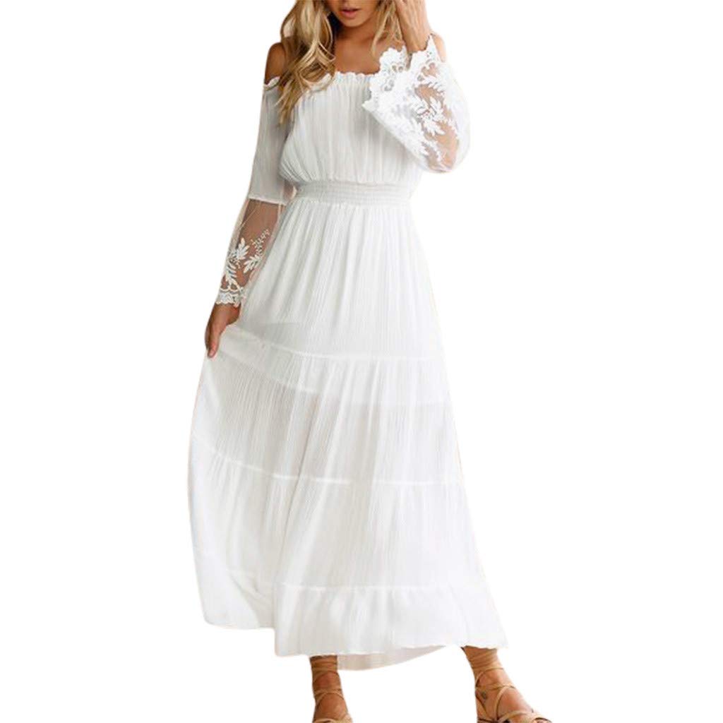 Elegant Women's Lace Bohemian Wrap Dress - Strapless Short Sleeve Summer Holiday Party Dress for Beach, Wedding & Special Occasions