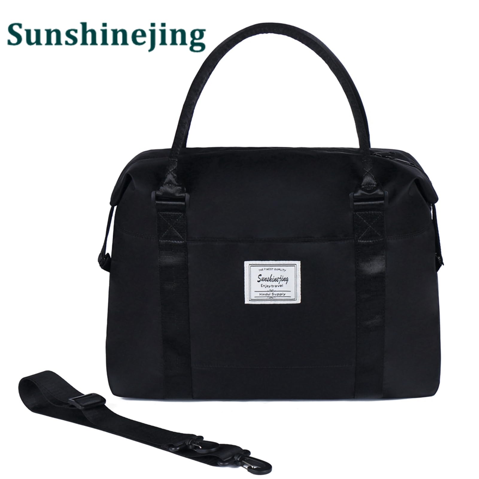 Unisex Large Travel Weekender Bag - Durable Overnight Duffle & Gym Tote with Trolley Handle (Black) - Perfect for Business Trips, Gym Workouts & Weekend Getaways