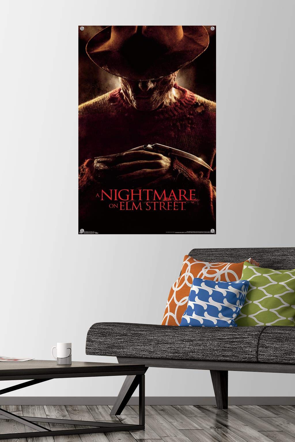 Nightmare on Elm Street 2010 Movie Poster - Premium Quality Wall Art with Push Pins | Perfect for Horror Movie Fans, Home Theater Decor & Halloween Party Supplies