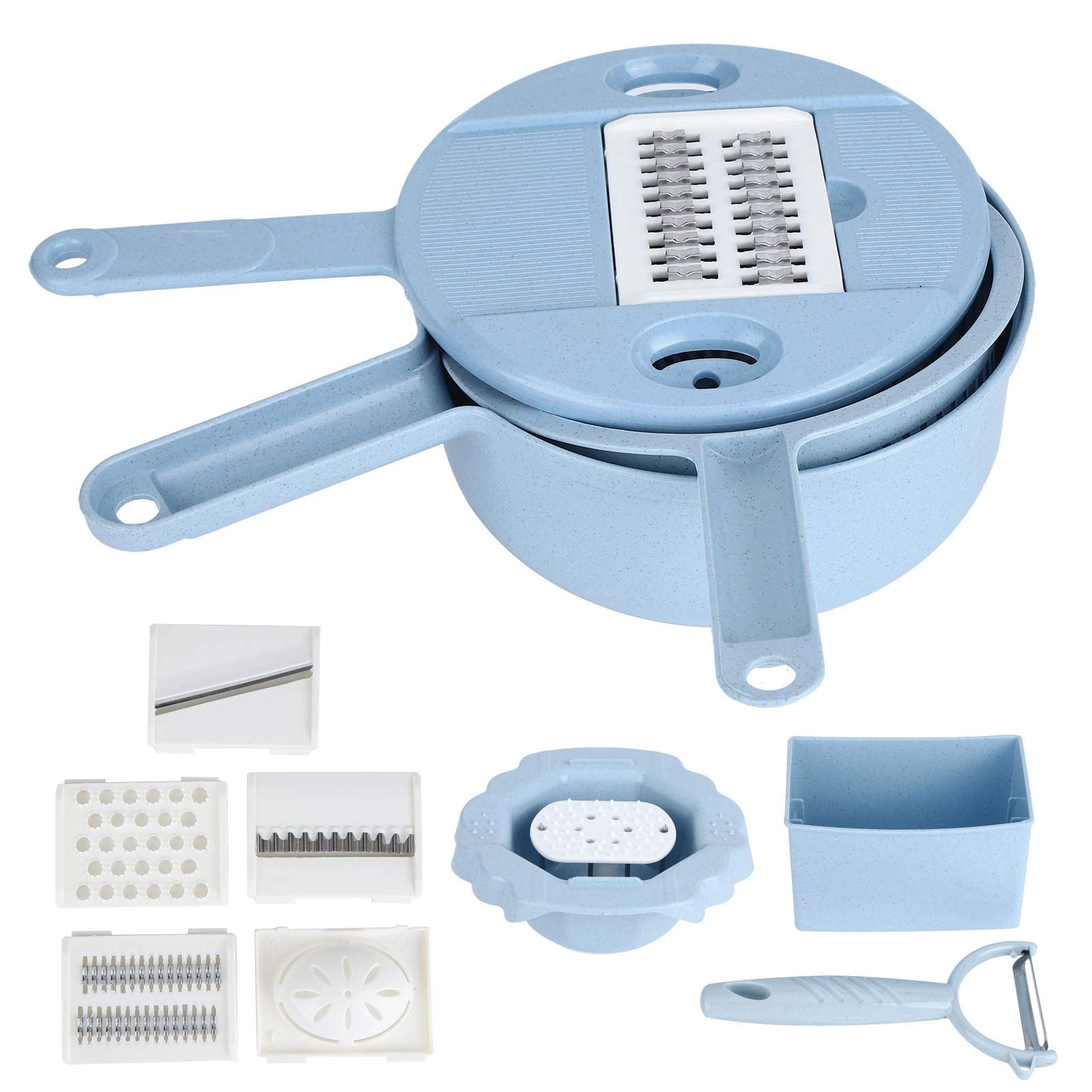 Best Vegetable Chopper for Kitchen - 4 Interchangeable Blades for Cucumbers, Carrots, Potatoes & More | Easy to Clean & Portable Hand Chopper | Perfect for Meal Prep, Salads & Cooking at Home