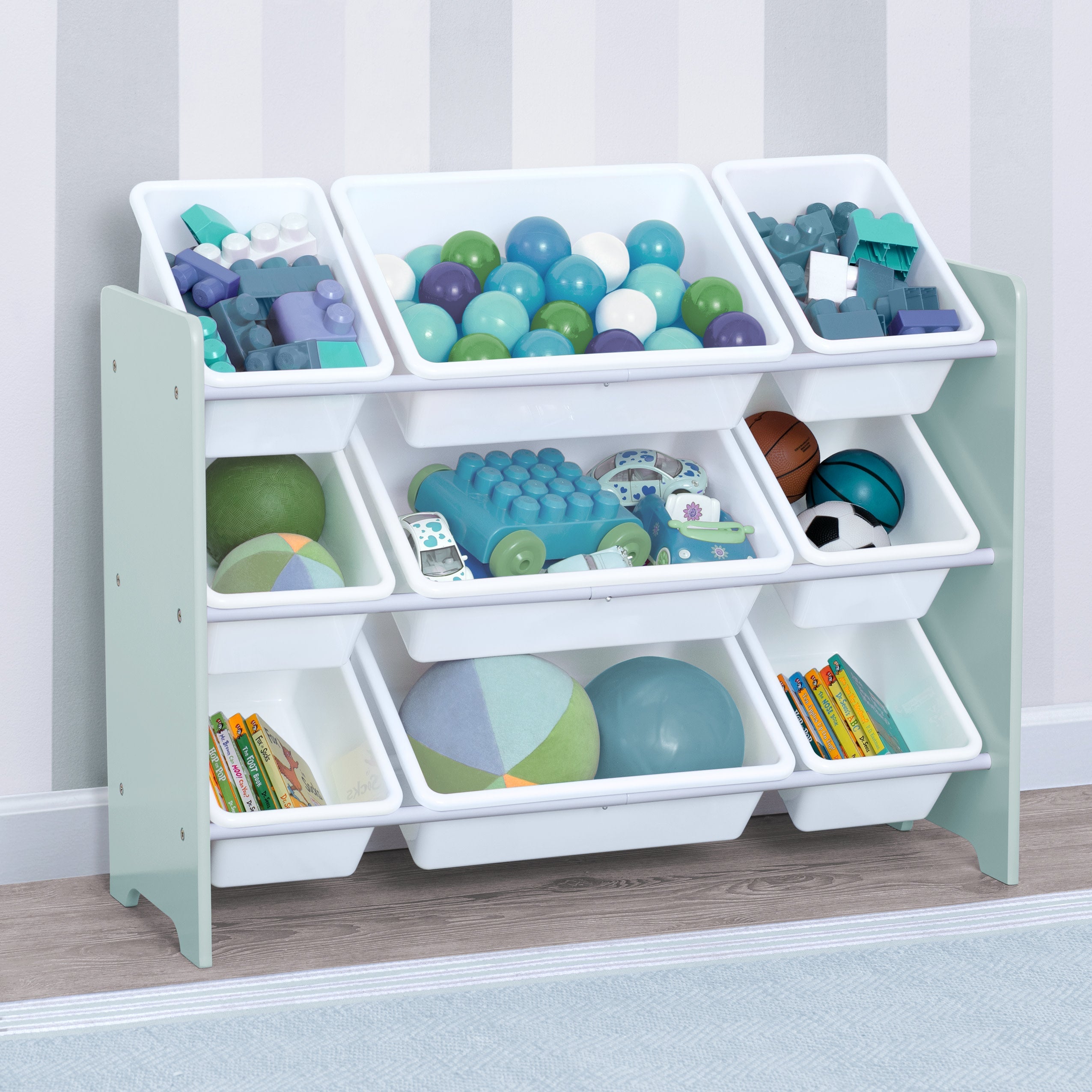 MySize 9 Bin Plastic Toy Organizer - Kids Room Storage Solution for Toys, Books & Crafts - Perfect for Playroom, Bedroom & Classroom Organization