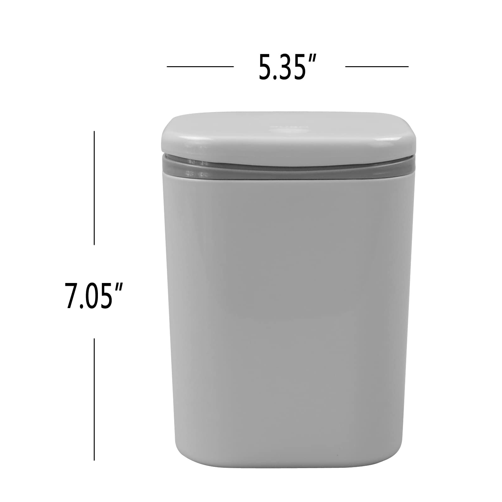 Begale 0.5 Gallon Small Plastic Trash Can with Lid - Compact Mini Waste Bin for Bathroom, Office, or Bedroom - Space-Saving Gray Garbage Can for Home & Office Use