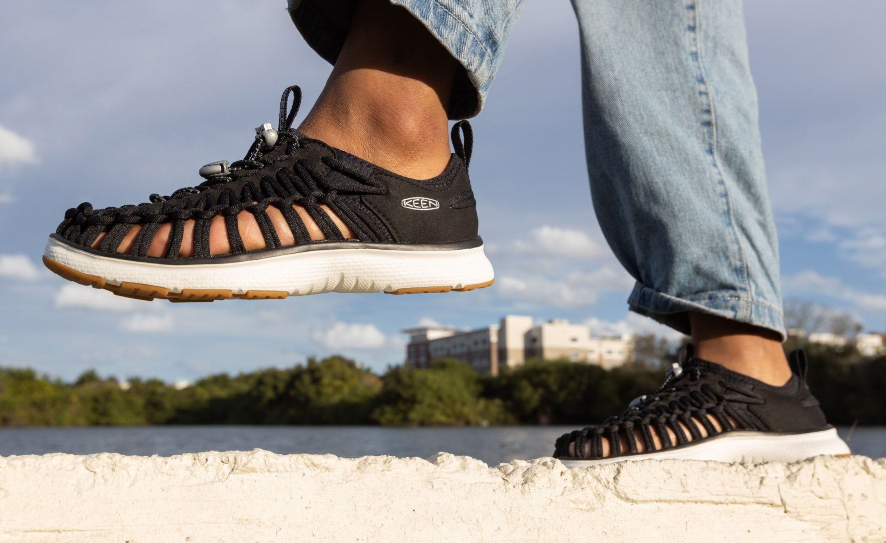 UNEEK O3 Women's Sneaker Sandal - Breathable Comfort Shoes for Walking & Travel | Black/Star White | Casual Outdoor & Summer Wear