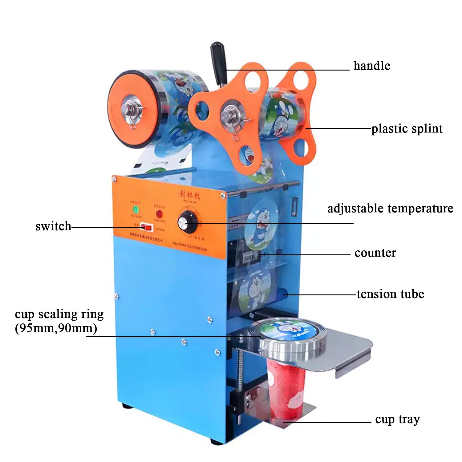 Manual Plastic Paper Cup Sealer Machine for Milk Tea, Soybean Milk, Coffee, Boba & Bubble Tea - Portable Cup Sealing Device for Drink Shops, Cafes & Home Use