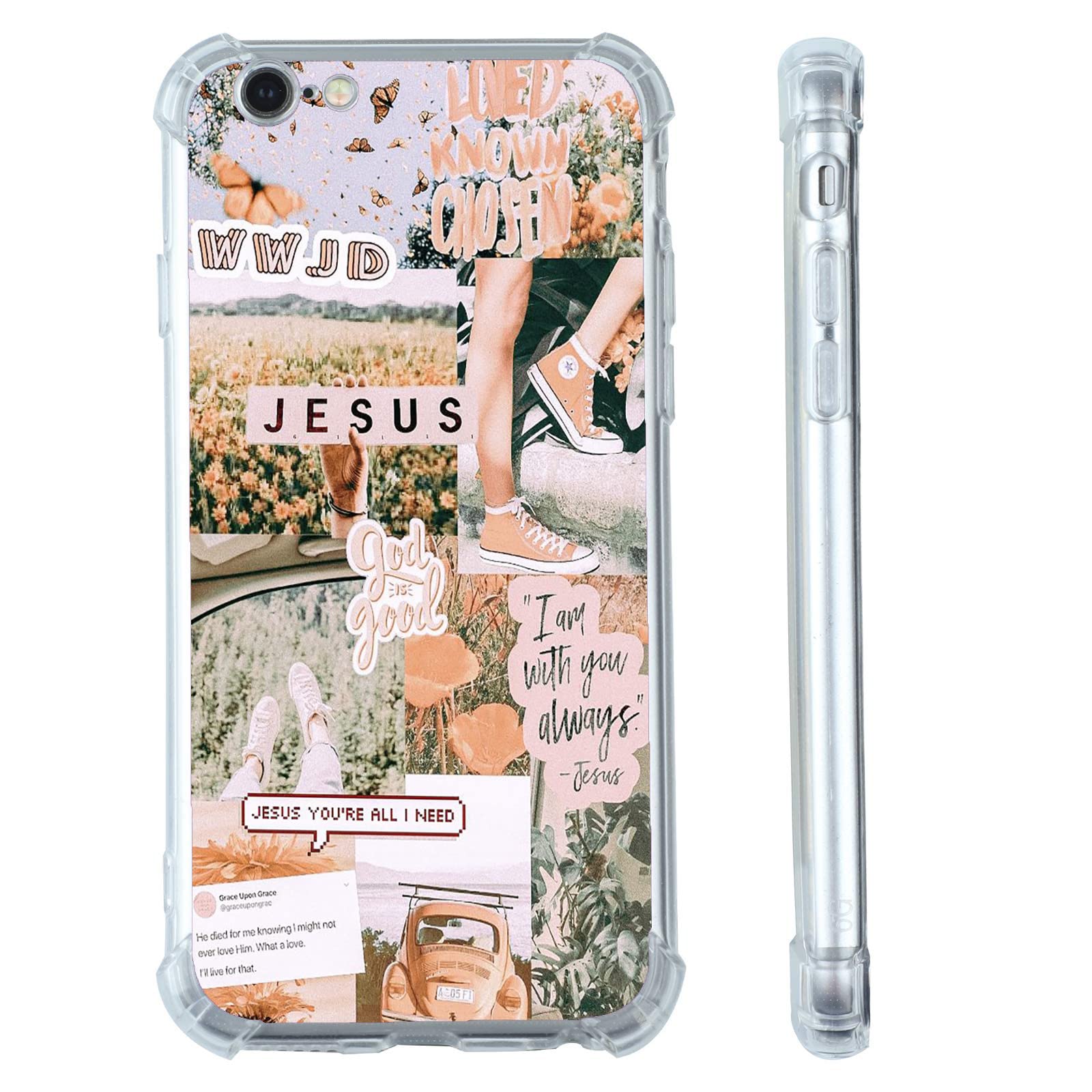 Christian Faith iPhone 7/8/SE2/SE3 Case - Inspirational Jesus Collage Design, Motivational Soft TPU Phone Cover for Women & Men - Perfect for Church, Bible Study & Daily Encouragement