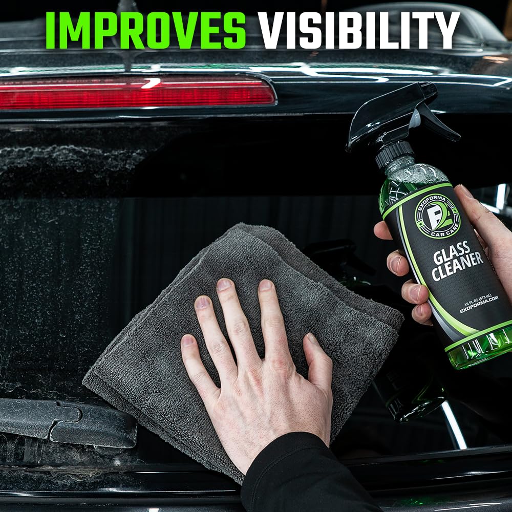 ExoForma Streak-Free Glass Cleaner - 16 oz | Crystal Clear Finish for Windows, Mirrors, Nav Screens & Tinted Glass | Safe & Effective Cleaning for Cars, Homes & Offices