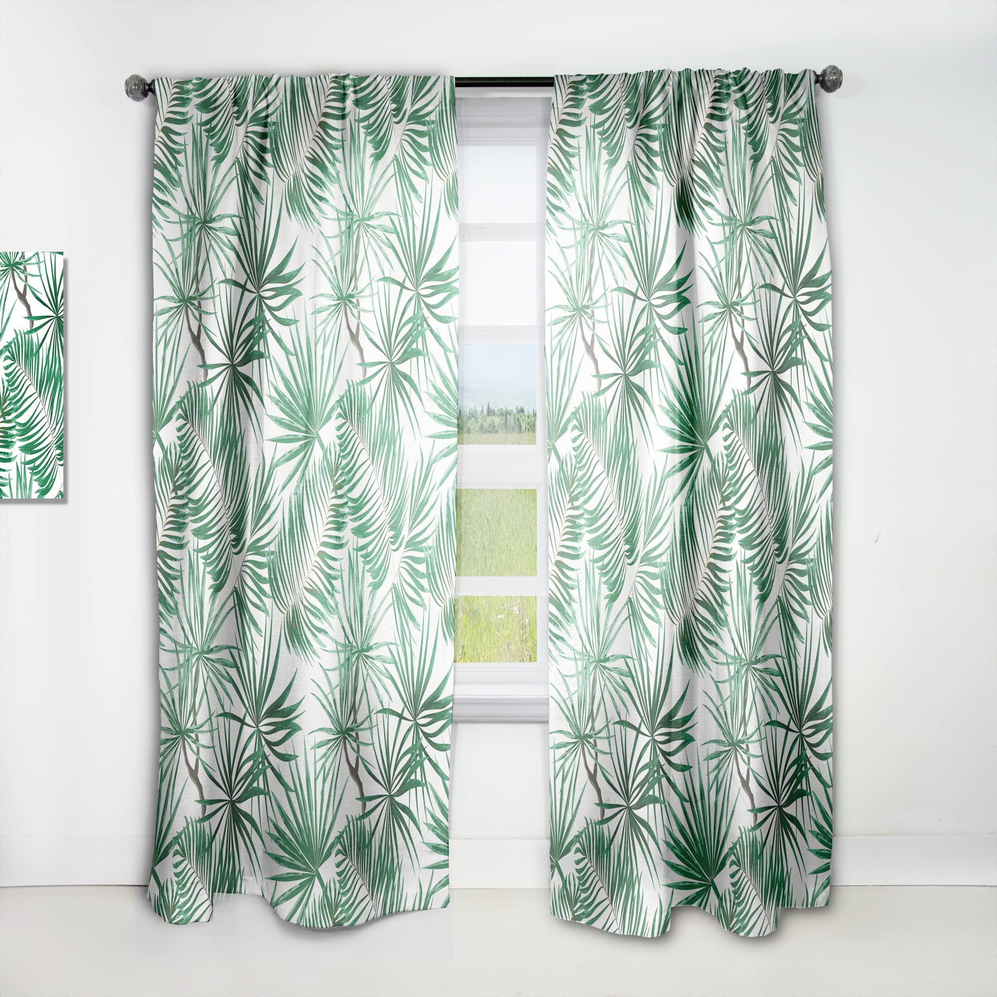 DesignQ Thermal Insulated Curtains - Bright Green Tropical Leaves Pattern - 52x95 Inch Single Panel for Bedroom & Living Room - Blackout Drapes for Privacy, Sun Protection & Energy Efficiency
