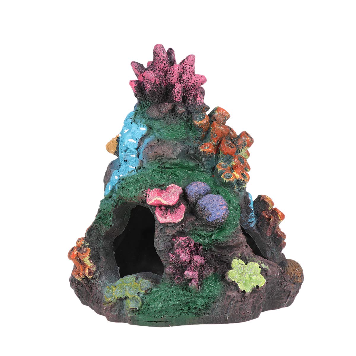TEHAUX Vintage Fish Tank Decor - Resin Coral Aquarium Ornaments, Hideaway Mountain Rockery for Aquascaping | Perfect for Betta Fish Tanks, Tropical Aquariums & Home Office Decor