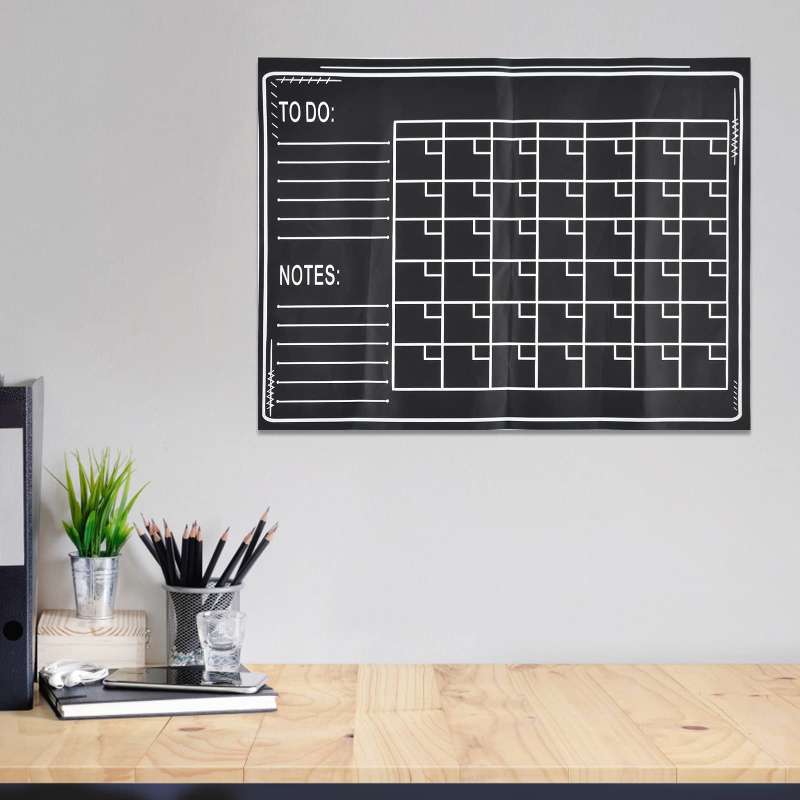Self-Adhesive Chalkboard Paper - Removable PVC To-Do List & Calendar for Refrigerator, Door, Office (17.7