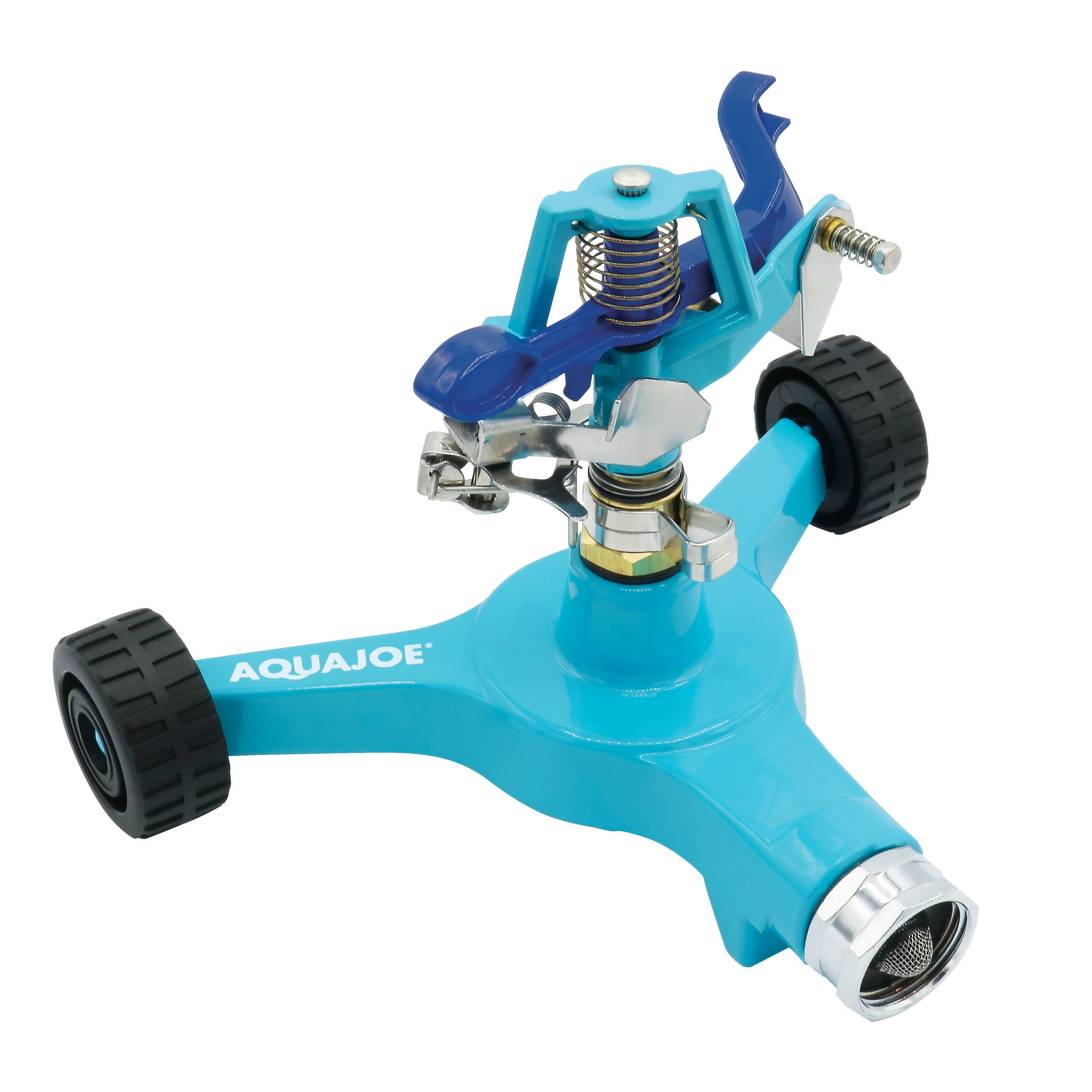 Aqua Joe AJ IS6WB Heavy Duty Zinc Impulse 360° Lawn Sprinkler - Adjustable Water Coverage, Durable Wheeled Base, Up to 1390 sq ft - Perfect for Large Yards & Garden Irrigation