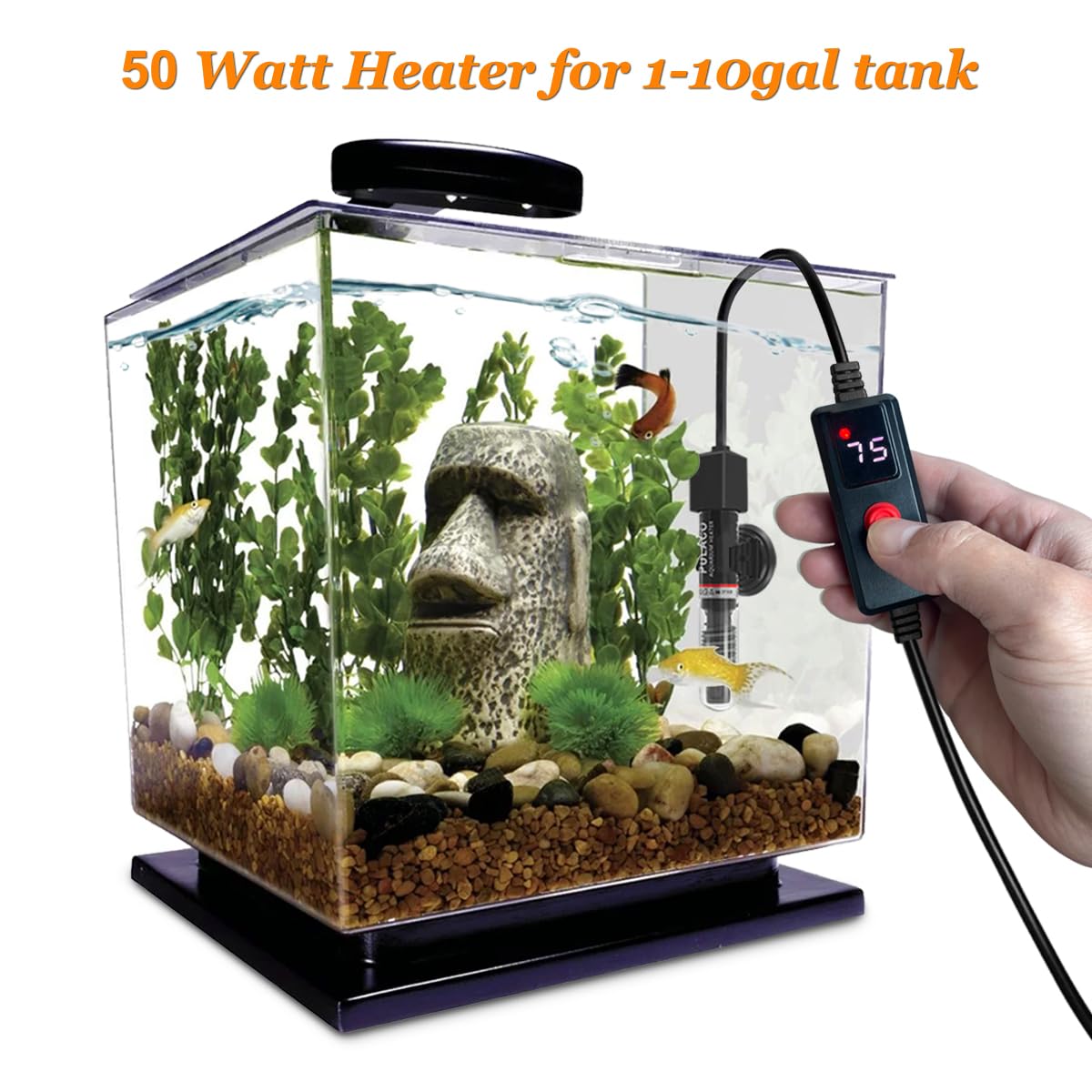 PULACO 50W Small Aquarium Betta Heater for 1-10 Gallon Fish Tank - Perfect for Tropical Fish, Betta Tanks & Nano Aquariums