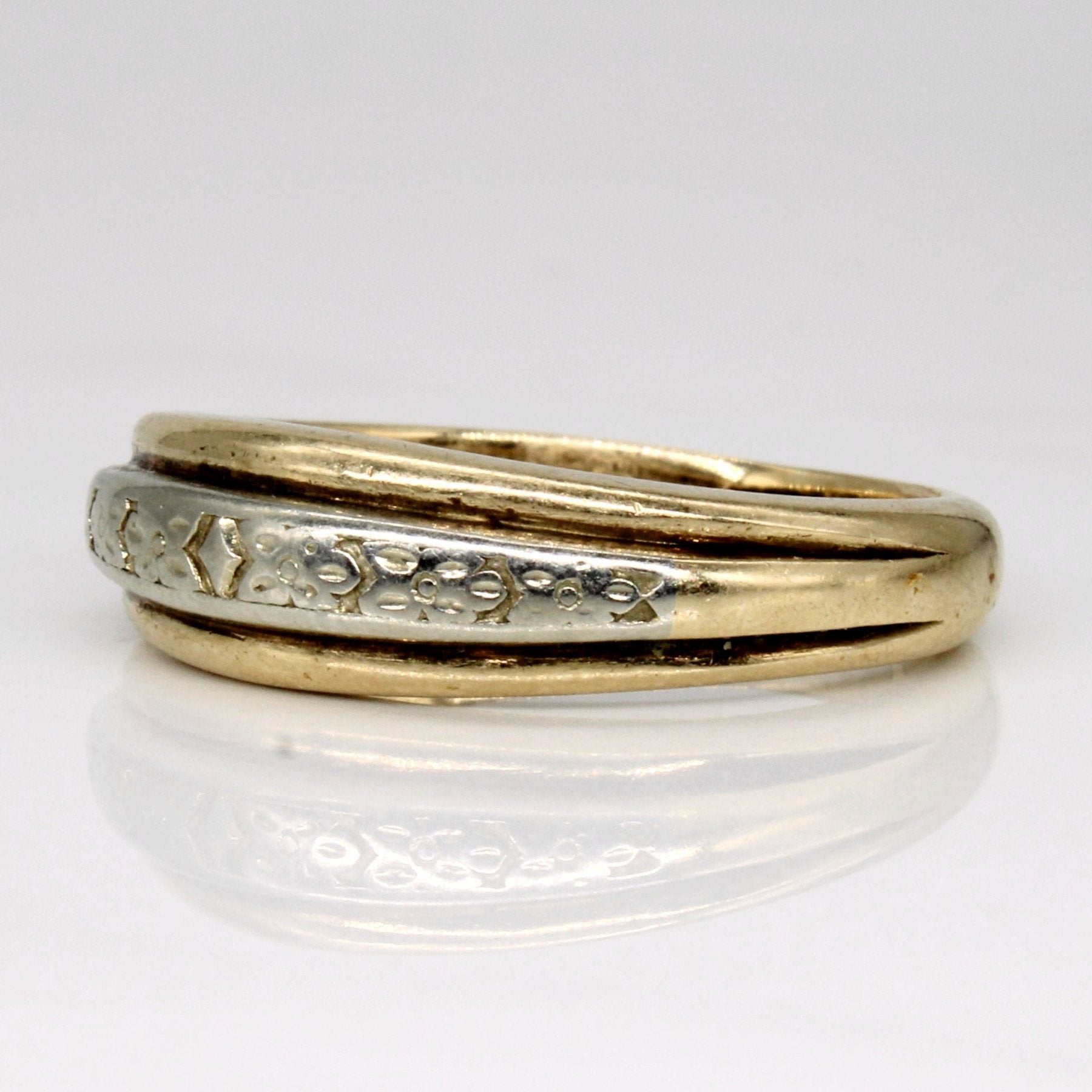 10K Two Tone Gold Ring for Women - Size 10 | Elegant Stackable Band for Everyday Wear, Anniversary Gift & Special Occasions